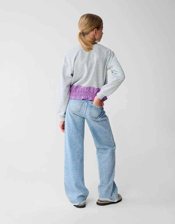 Smiley Nadelstreifen-Pullover Grau SHOEBY GIRLS