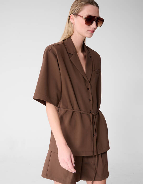 &Uuml;bergro&szlig;e Blazerbluse Braun von Fred SHOEBY WOMEN