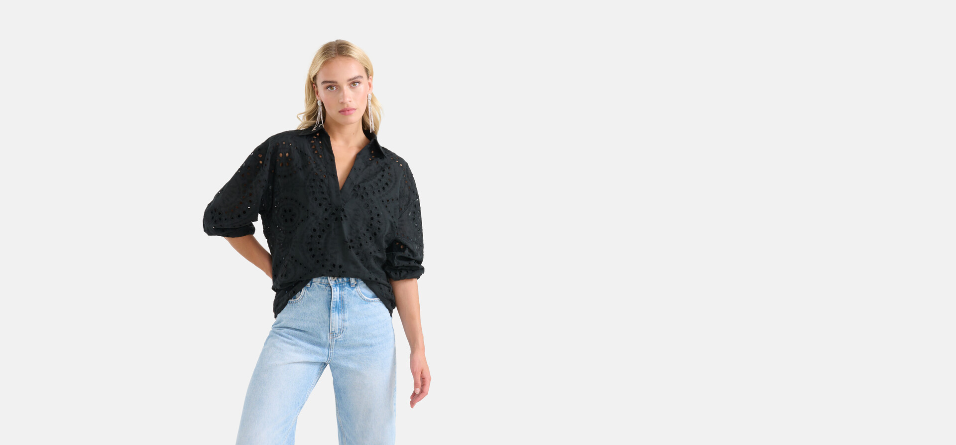 Broderie Blouse Zwart SHOEBY WOMEN