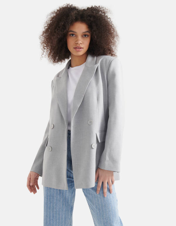 Bestickter Blazer Hellgrau SHOEBY WOMEN