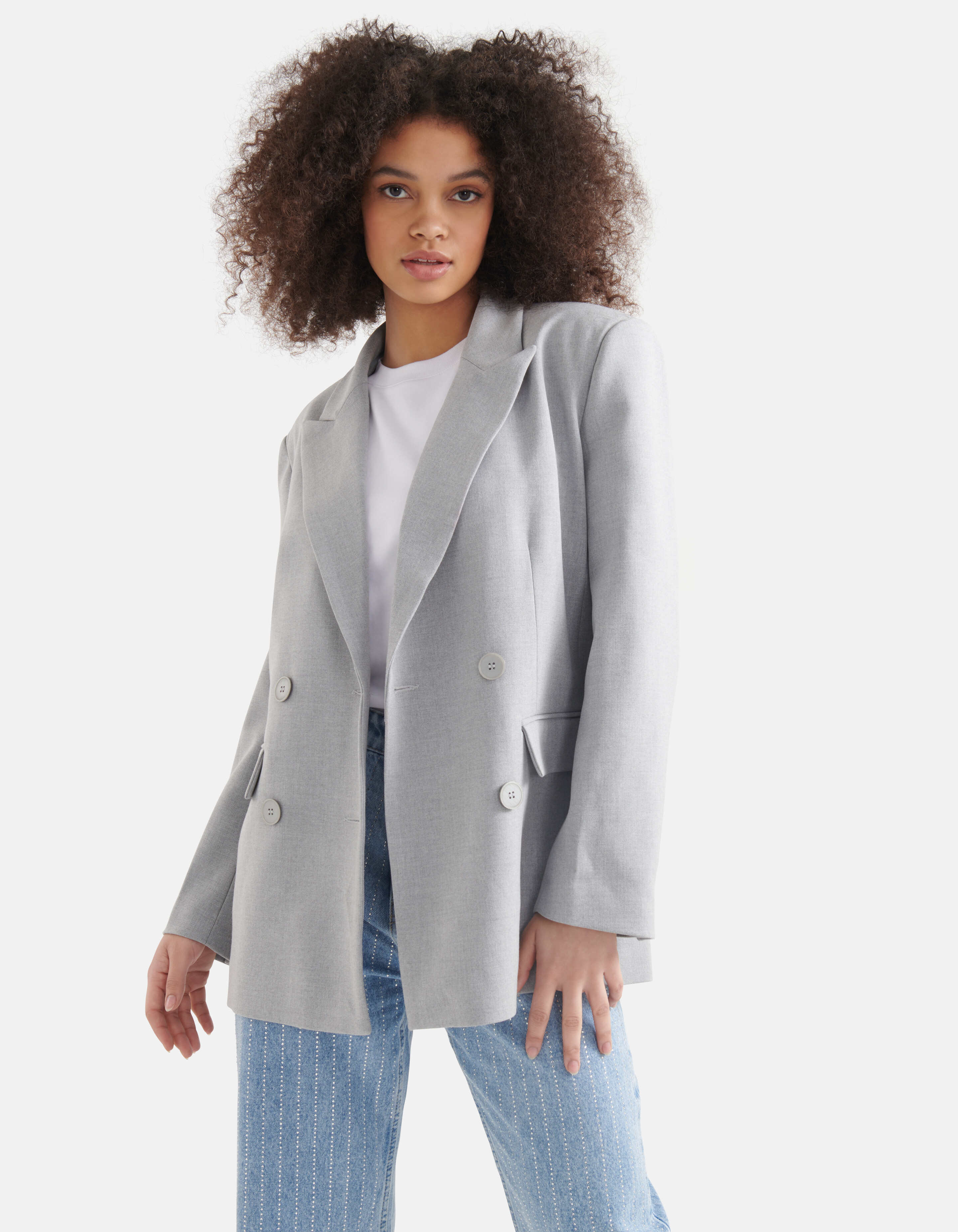 Bestickter Blazer Hellgrau SHOEBY WOMEN