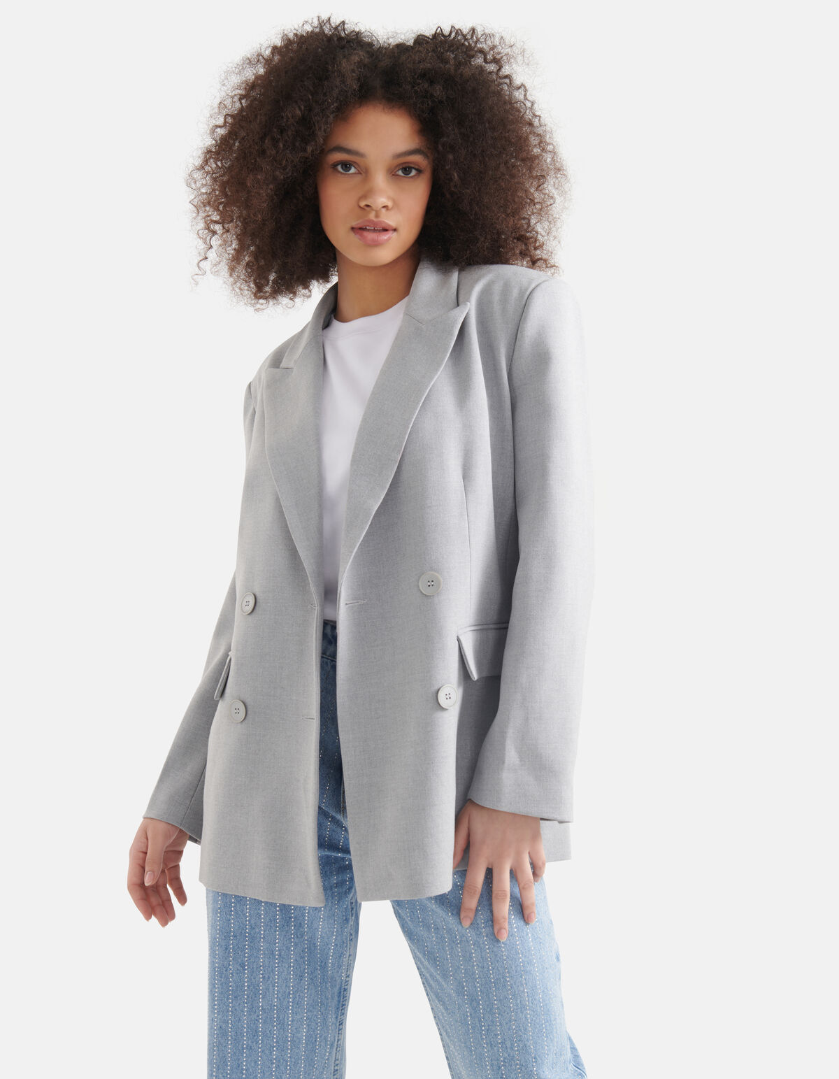 Bestickter Blazer Hellgrau SHOEBY WOMEN