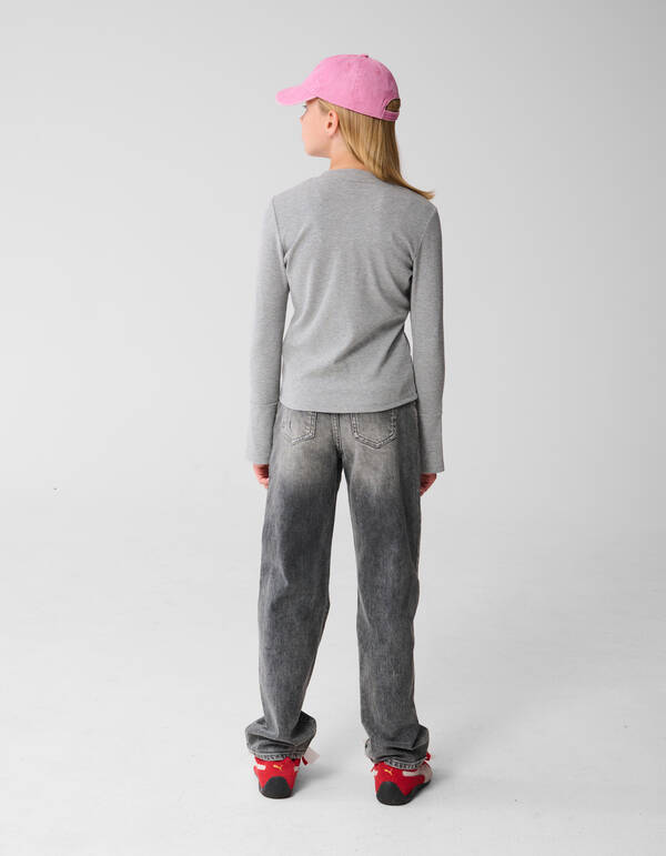 Strass Longsleeve Top Hellgrau SHOEBY GIRLS