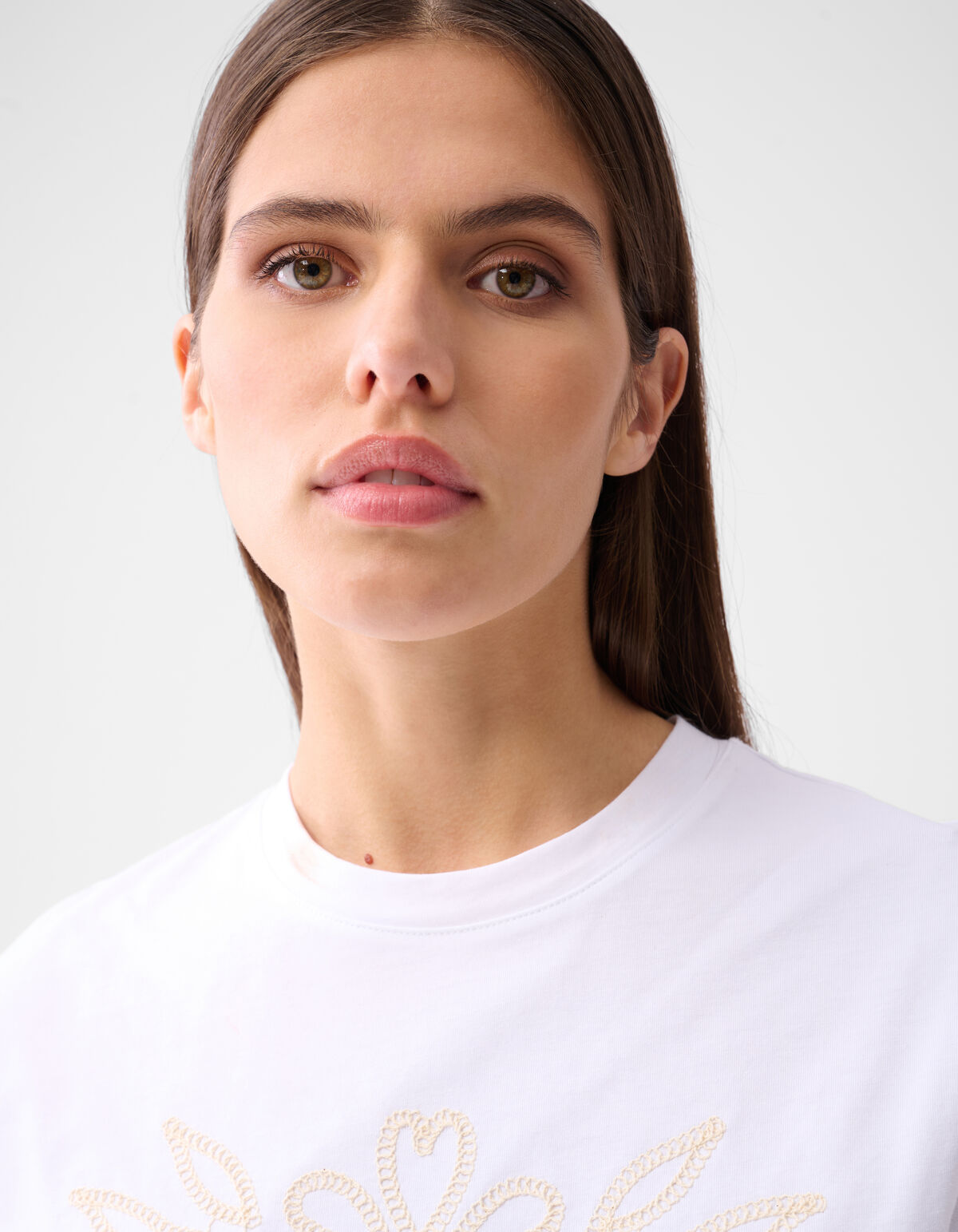 Cord Embroidery T-Shirt White By Mieke SHOEBY WOMEN