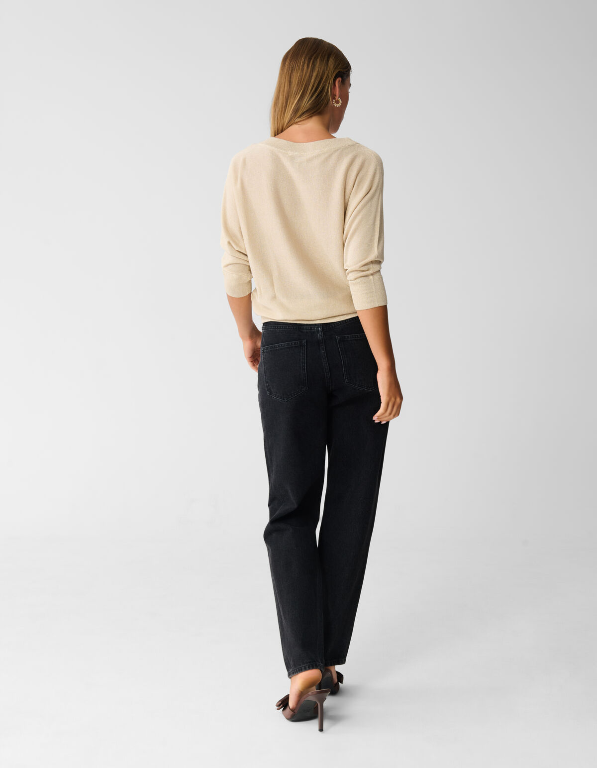 Glitzer-Fledermauspullover Beige SHOEBY WOMEN