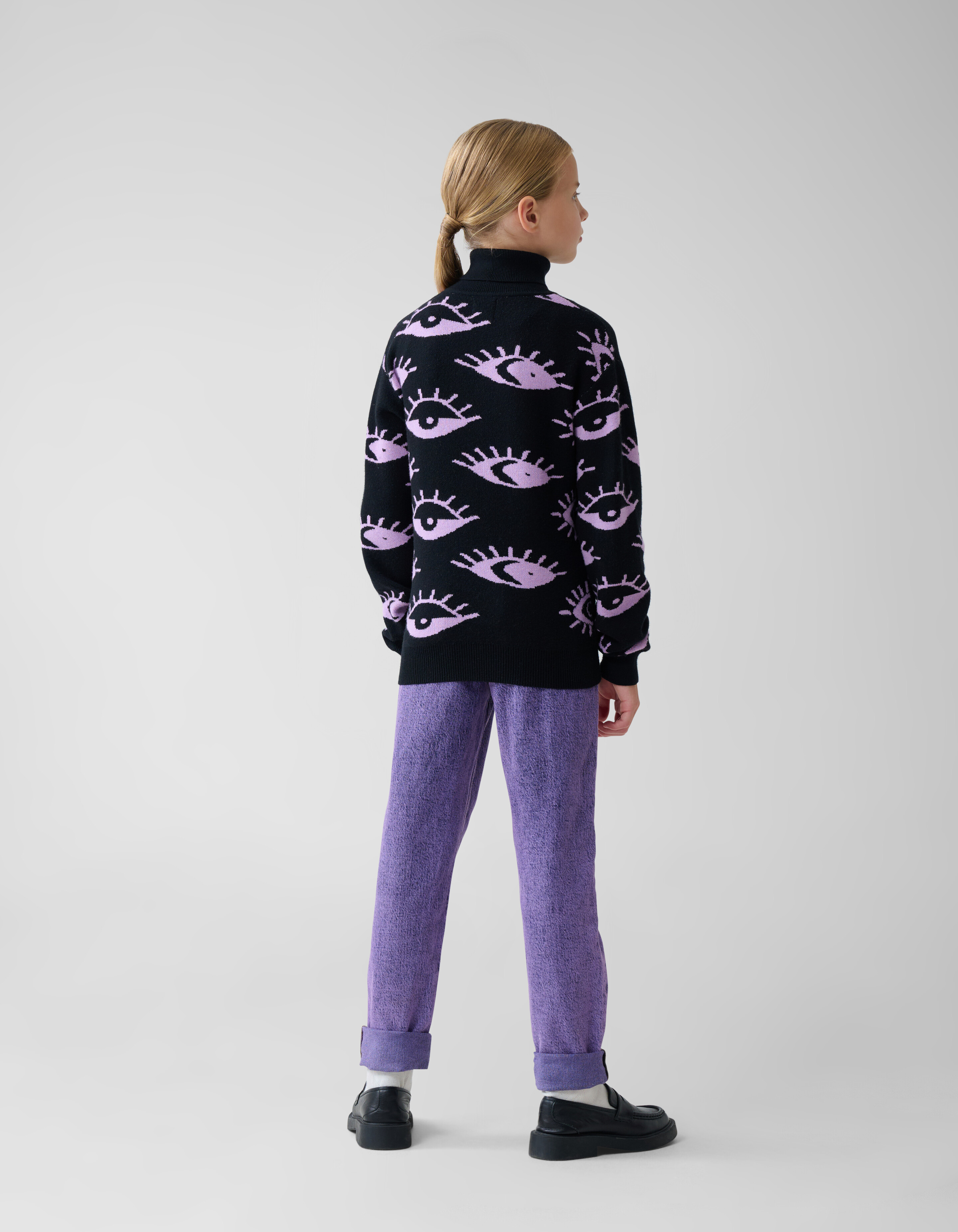 Ösen-Rollkragenpullover Schwarz SHOEBY GIRLS