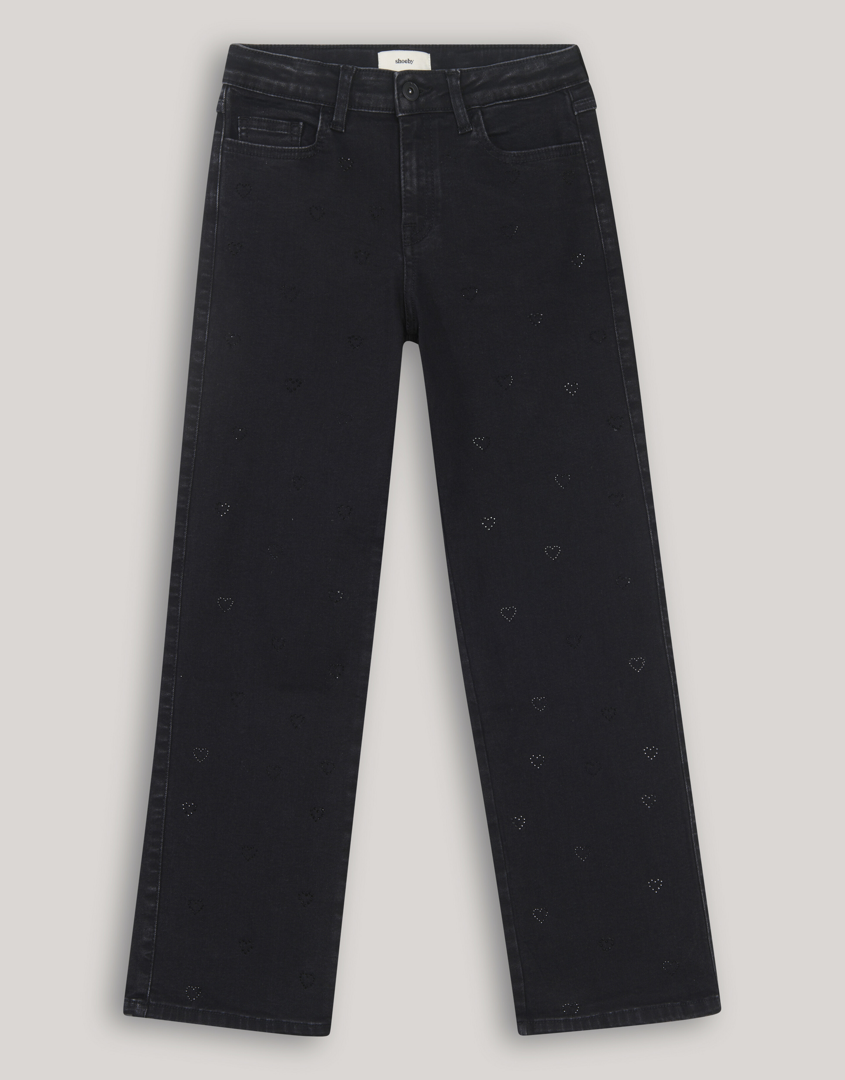 Strass Herz Straight Fit Jeans Schwarz SHOEBY GIRLS