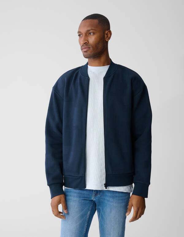 Bomberjacke mit Jacquardmuster Dunkelblau SHOEBY MEN