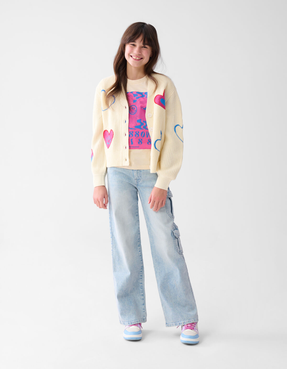 Herz Strickjacke Off White SHOEBY GIRLS
