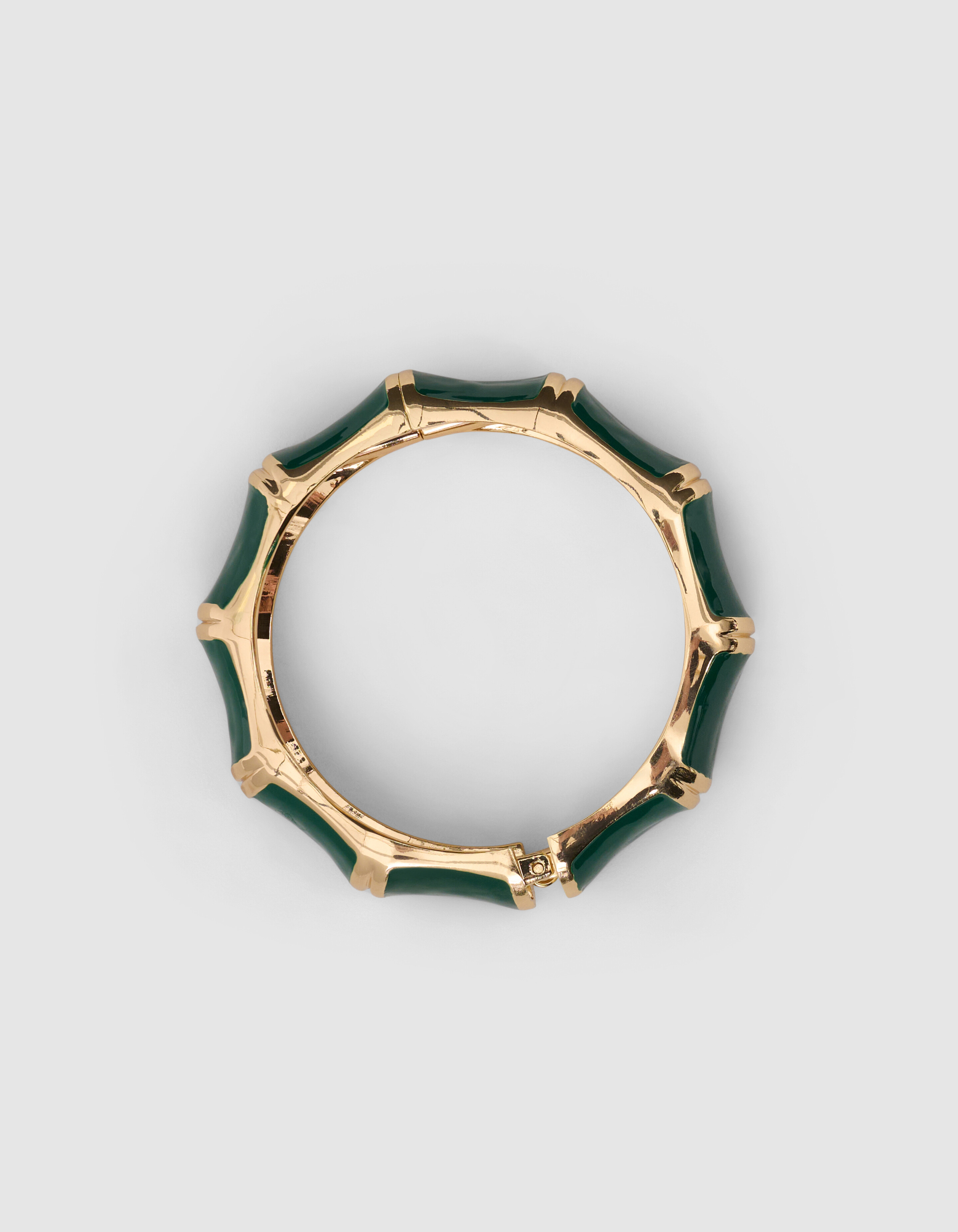 Gestreifter Armreif Dunkelgr&uuml;n/Gold SHOEBY ACCESSOIRES