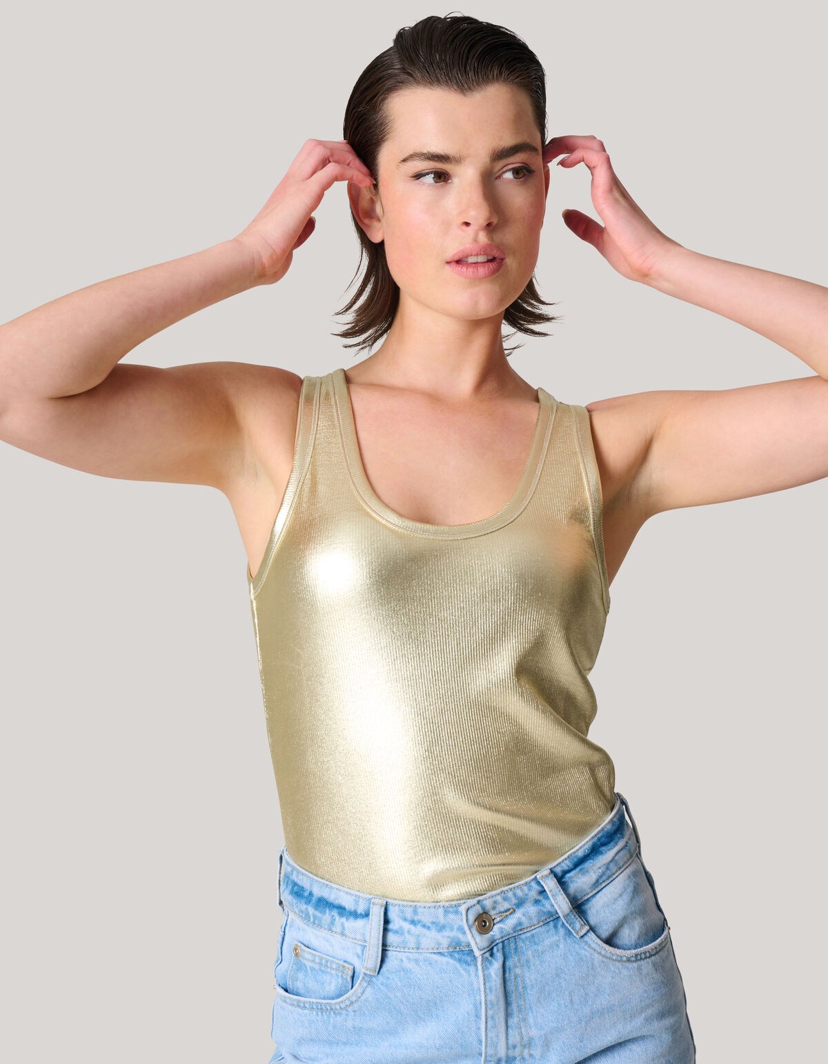 Metallic Rib Top Goud SHOEBY WOMEN