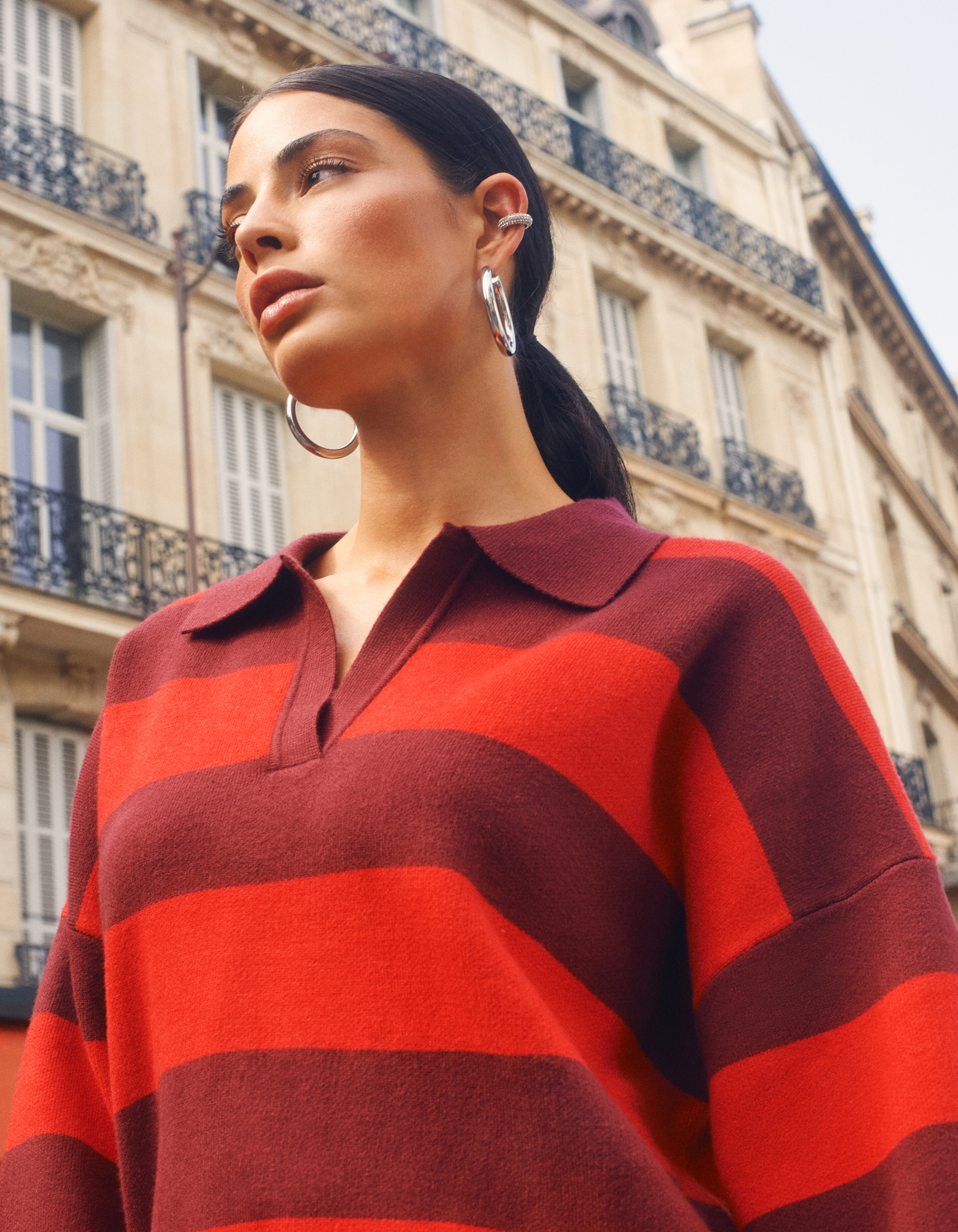 Gestreifte Strickpolo Rot SHOEBY WOMEN