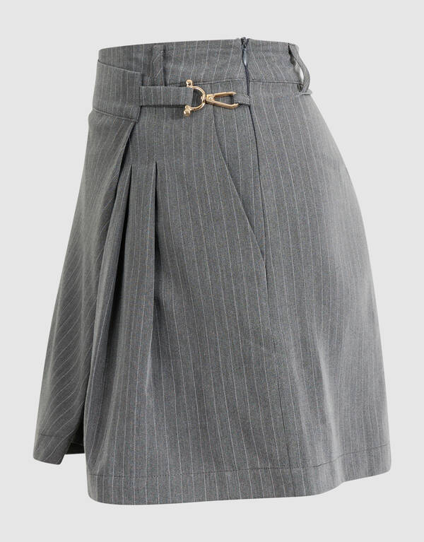 Nadelstreifen-Plissee-Skort Dunkelgrau SHOEBY WOMEN