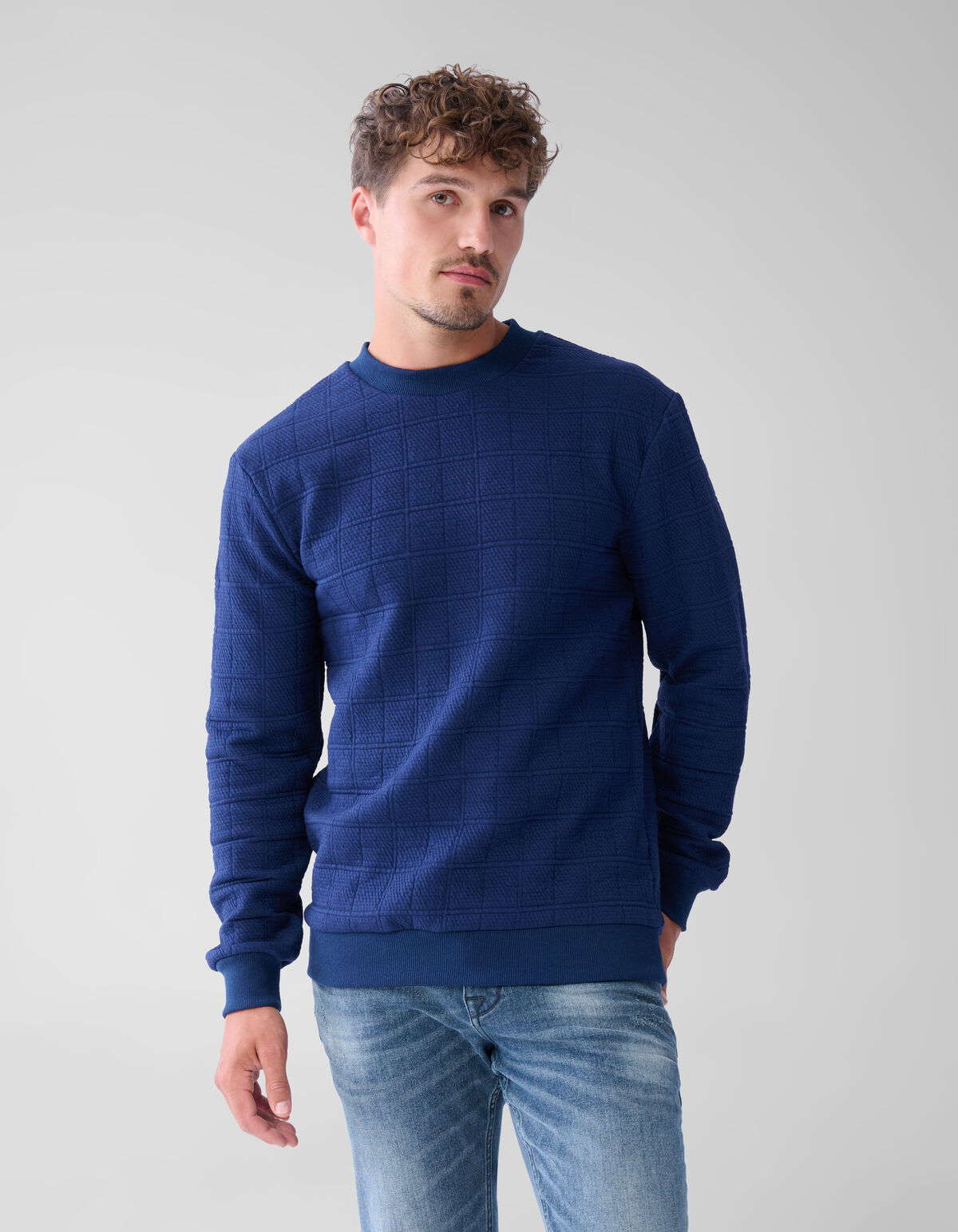 Struktur Pullover Dunkelblau SHOEBY MEN