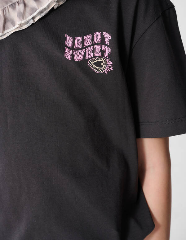 Erdbeer-Kunst T-Shirt Dunkelgrau SHOEBY GIRLS