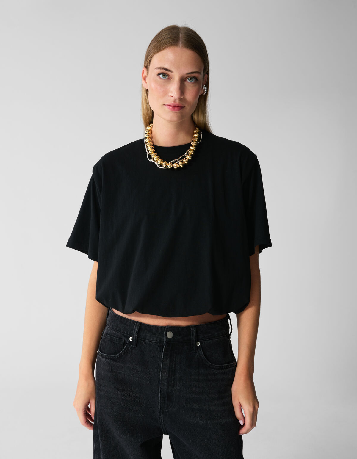 Oversized-Balloon-T-Shirt Schwarz SHOEBY WOMEN