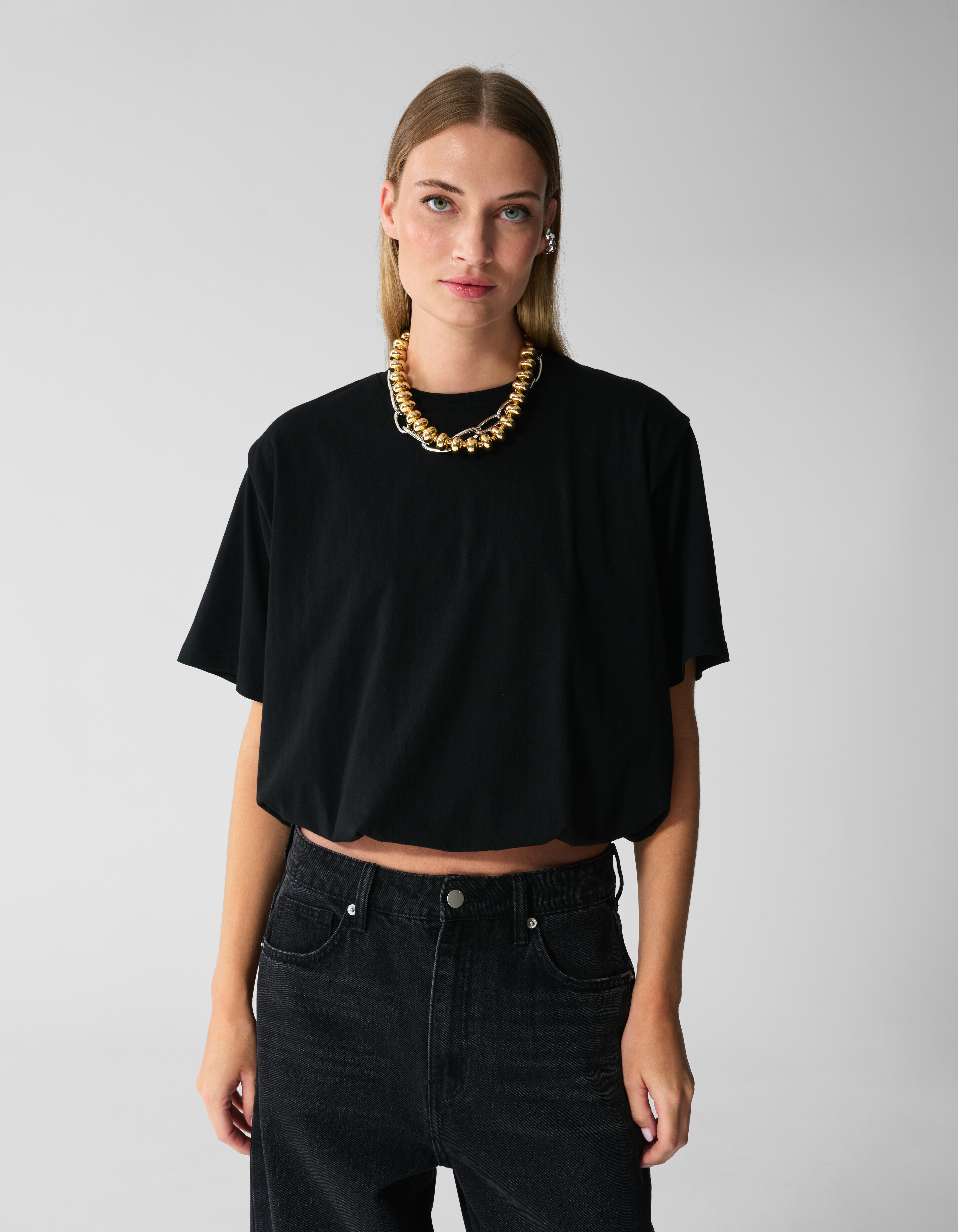 Oversized-Balloon-T-Shirt Schwarz SHOEBY WOMEN