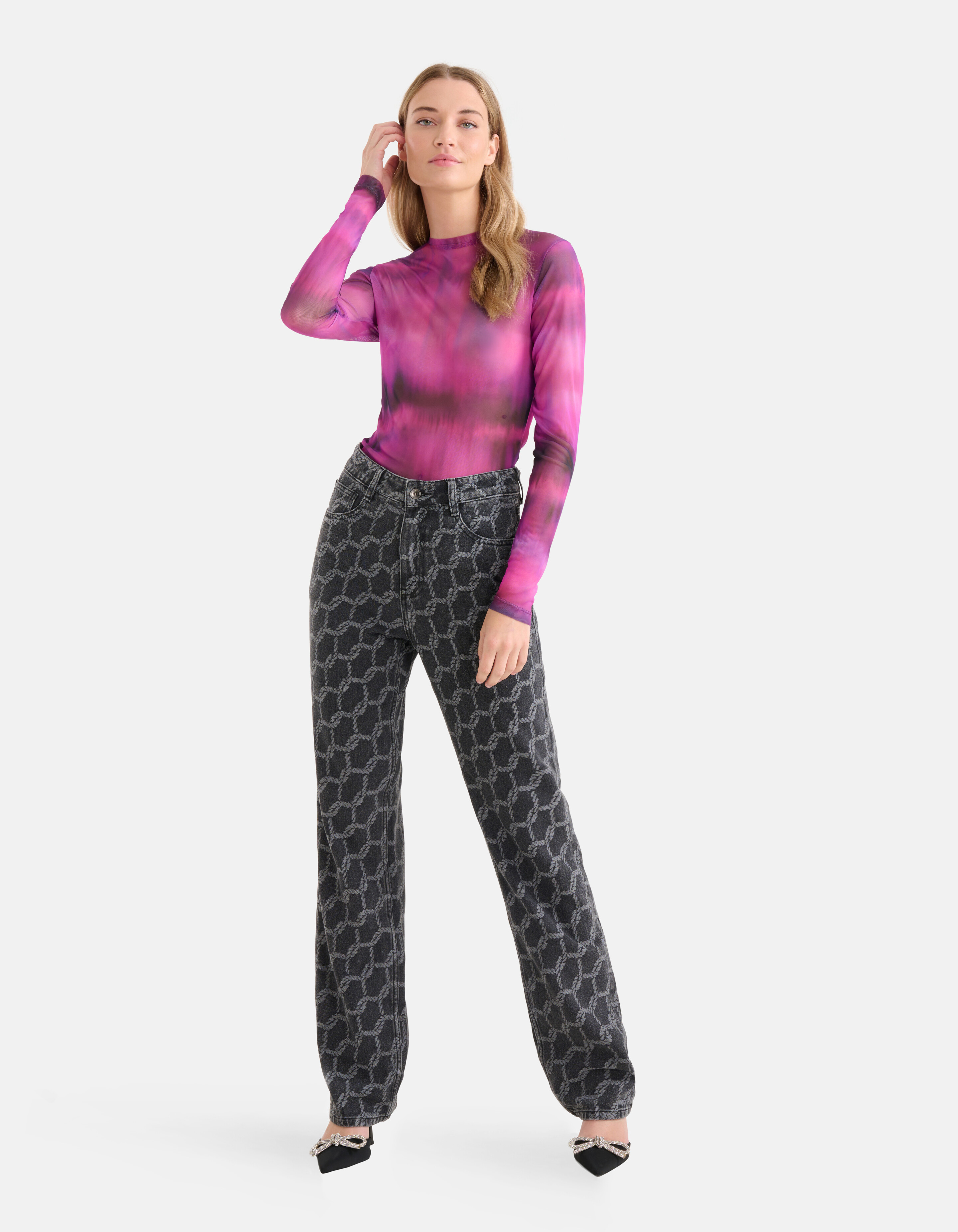 Blurry Stripe Mesh Top Pink SHOEBY WOMEN