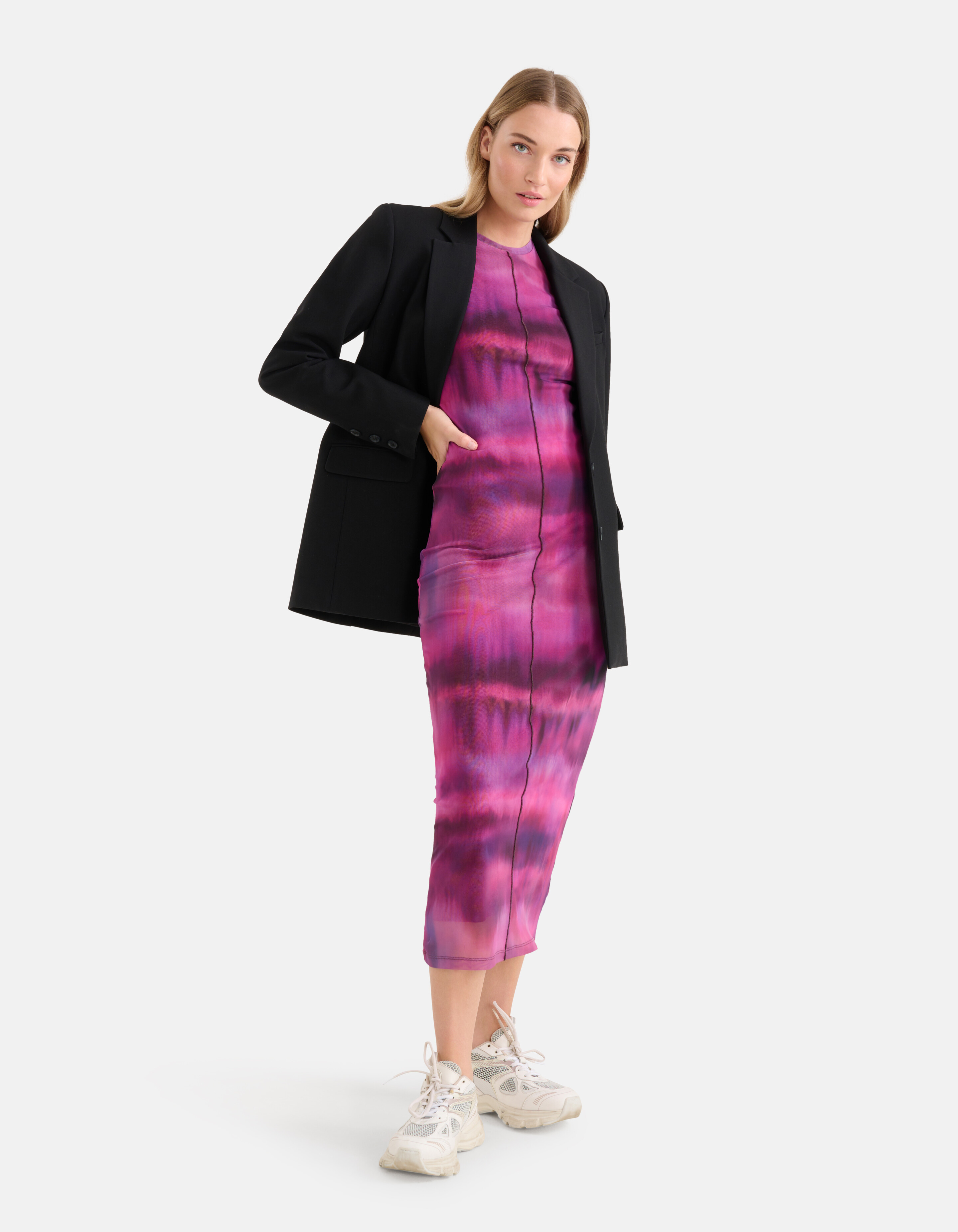 Blurry Stripe Mesh Kleid Pink SHOEBY WOMEN