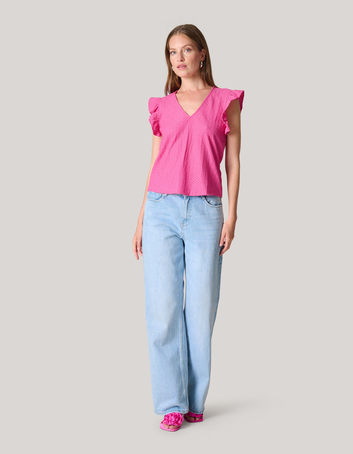 Crinkle-Rüschen-Top Rosa SHOEBY WOMEN