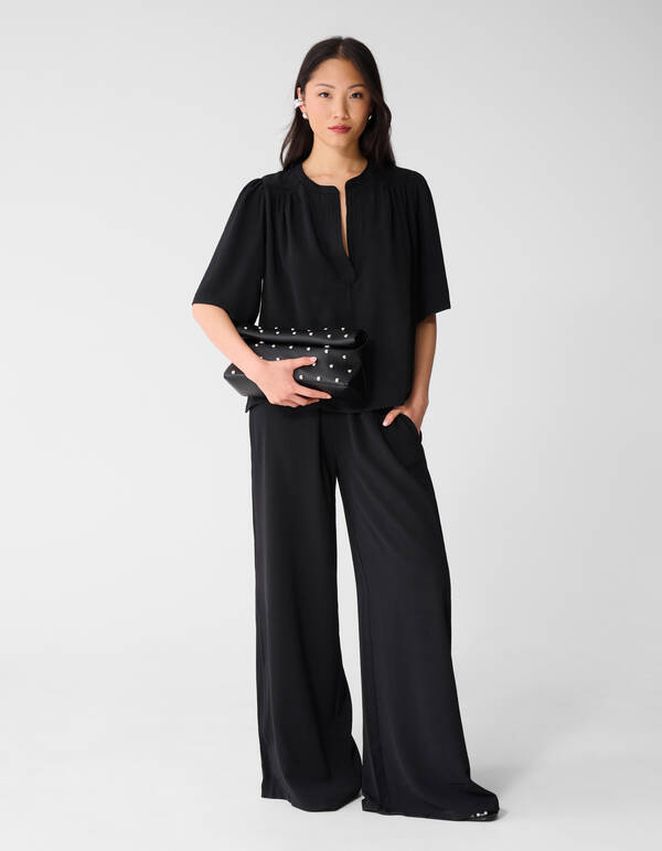 Twist Kurzarm-Top Schwarz SHOEBY WOMEN