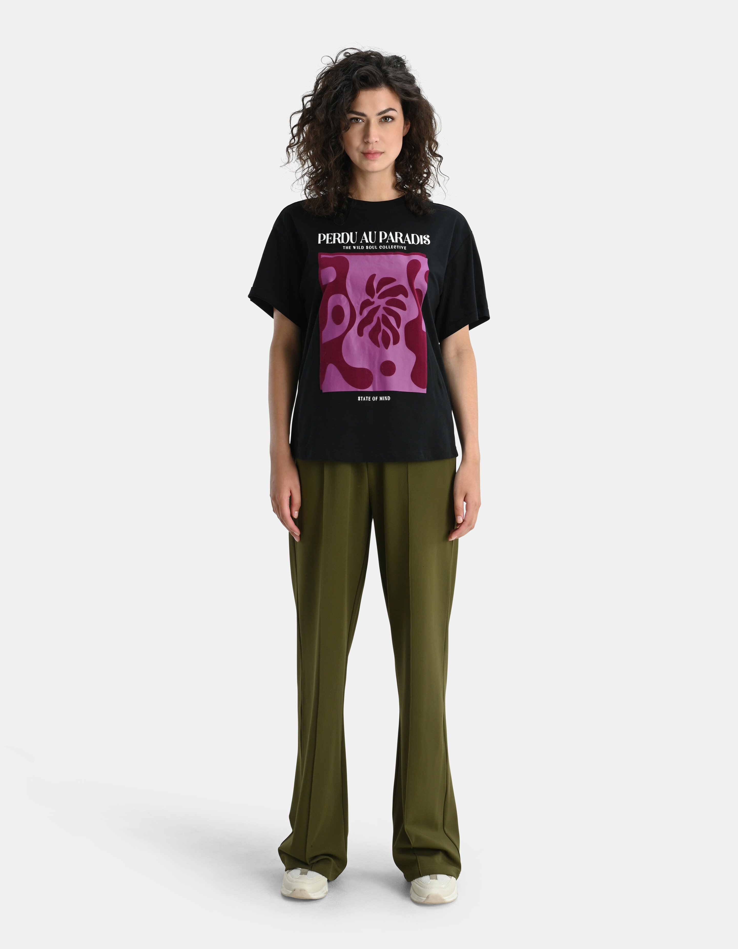 T-Shirt mit grafischem Aufdruck Schwarz SHOEBY WOMEN