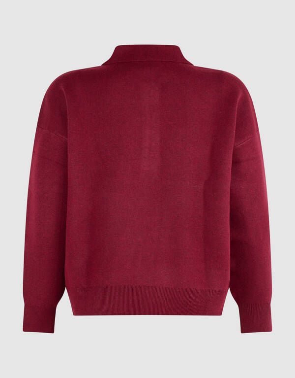 Oversized Polo Strickpullover Rot SHOEBY WOMEN