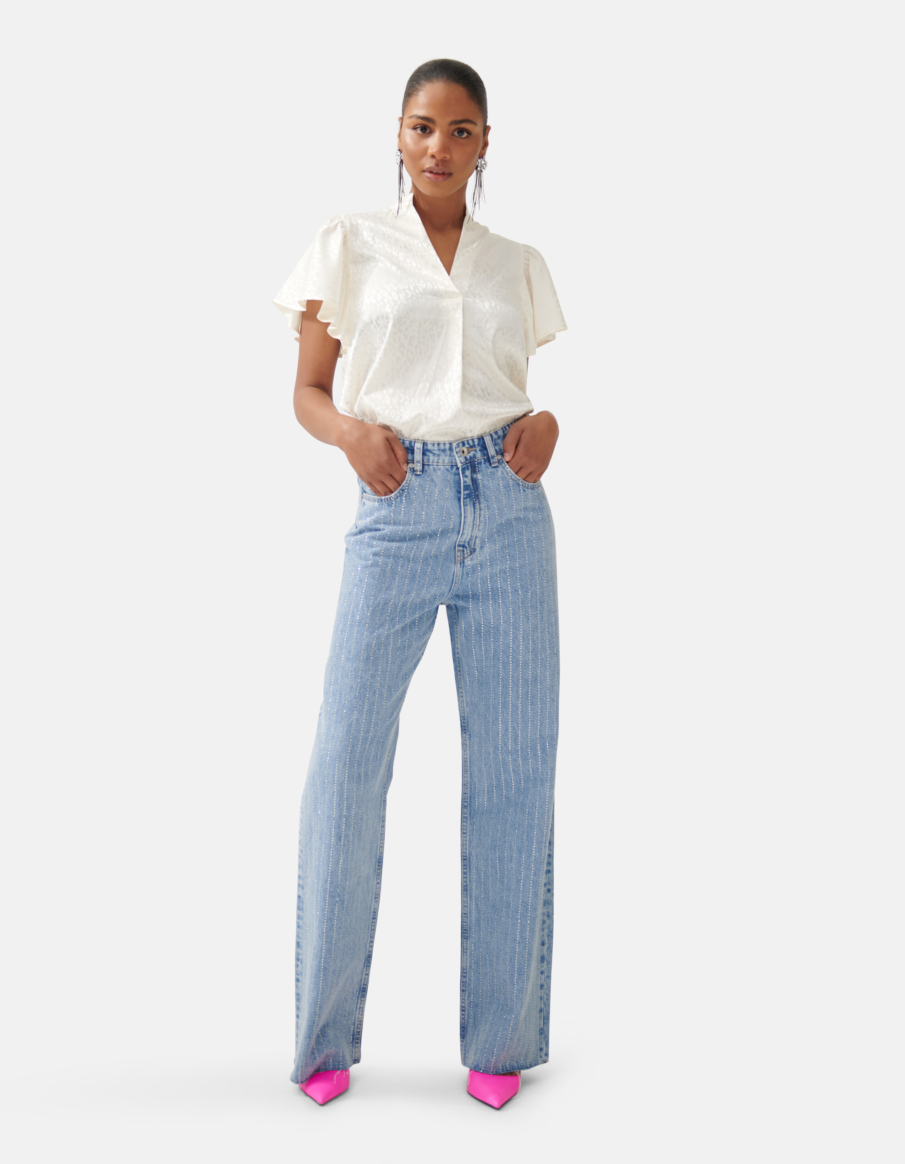 Jacquard-Rüschen-Bluse Off White von Fred SHOEBY WOMEN