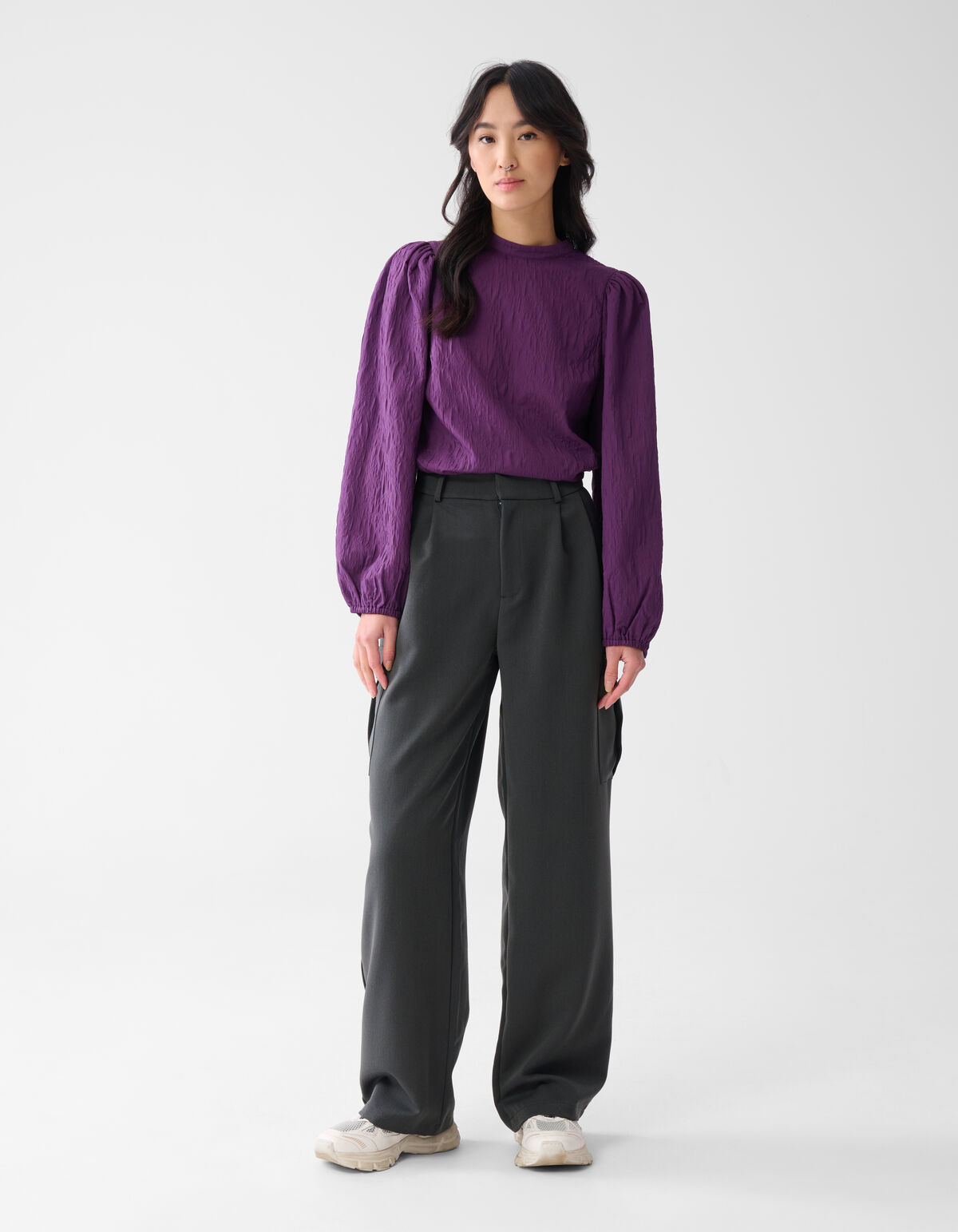 Cargo-Hose mit weitem Bein und Passform Dunkelgrau SHOEBY WOMEN