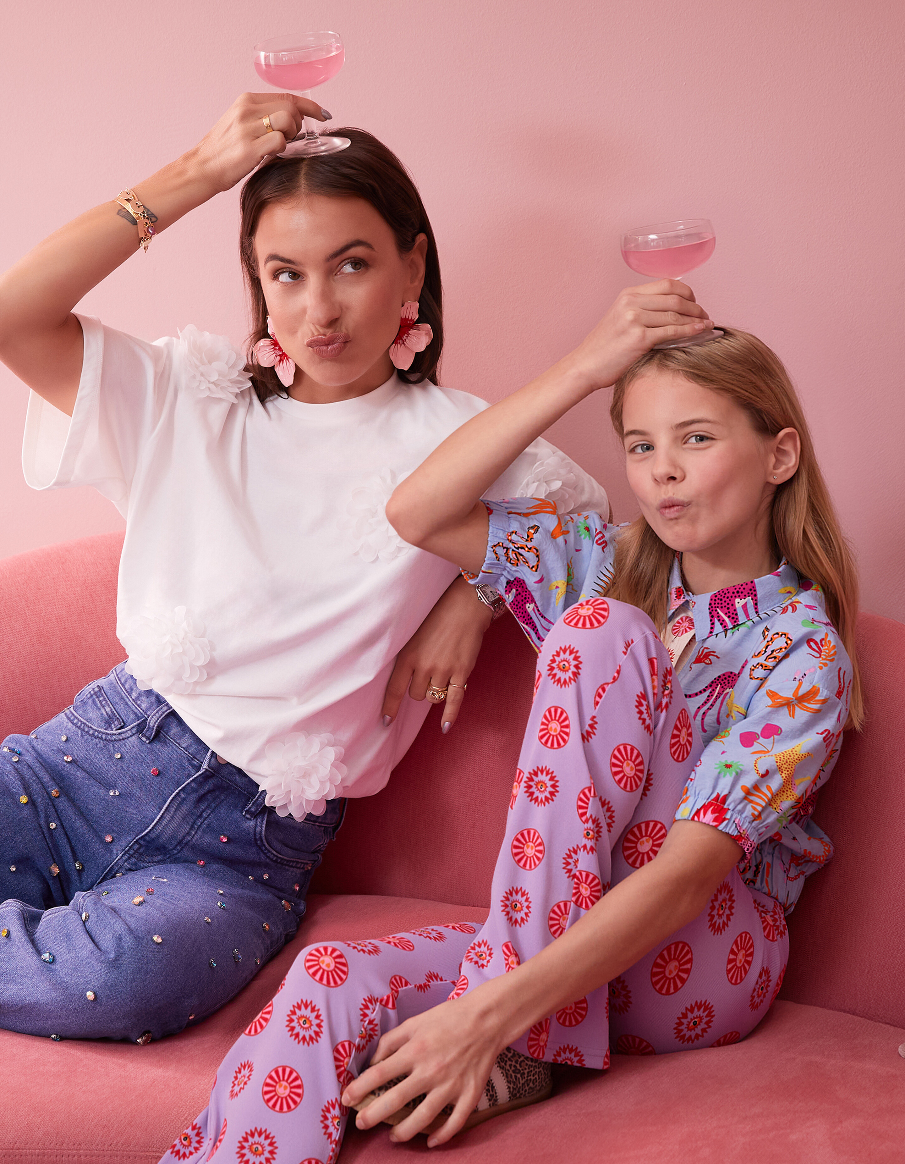 Bedruckte ausgestellte Rippenleggings Light Purple SHOEBY GIRLS