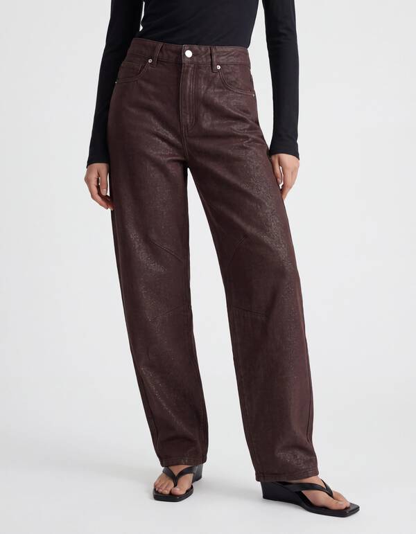 Lurex Barrel Fit Jeans Dunkelbraun SHOEBY WOMEN