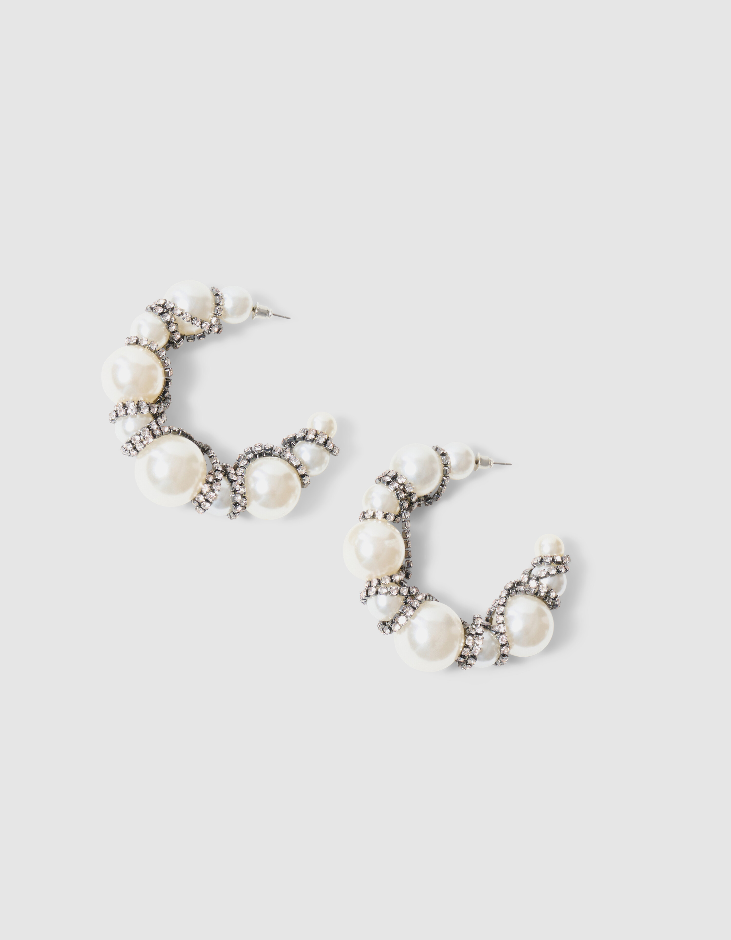 Perlen-Creolen Cremewei&szlig; SHOEBY ACCESSOIRES