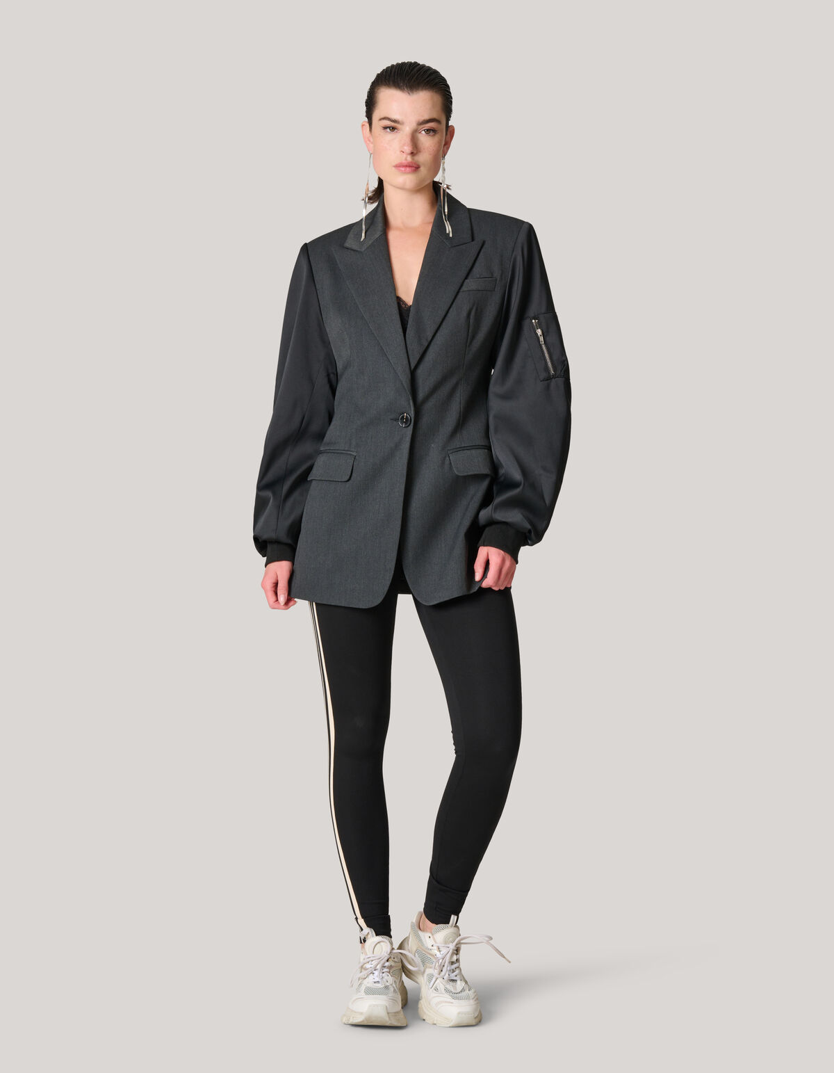Bomber&auml;rmel-Blazer Schwarz SHOEBY WOMEN