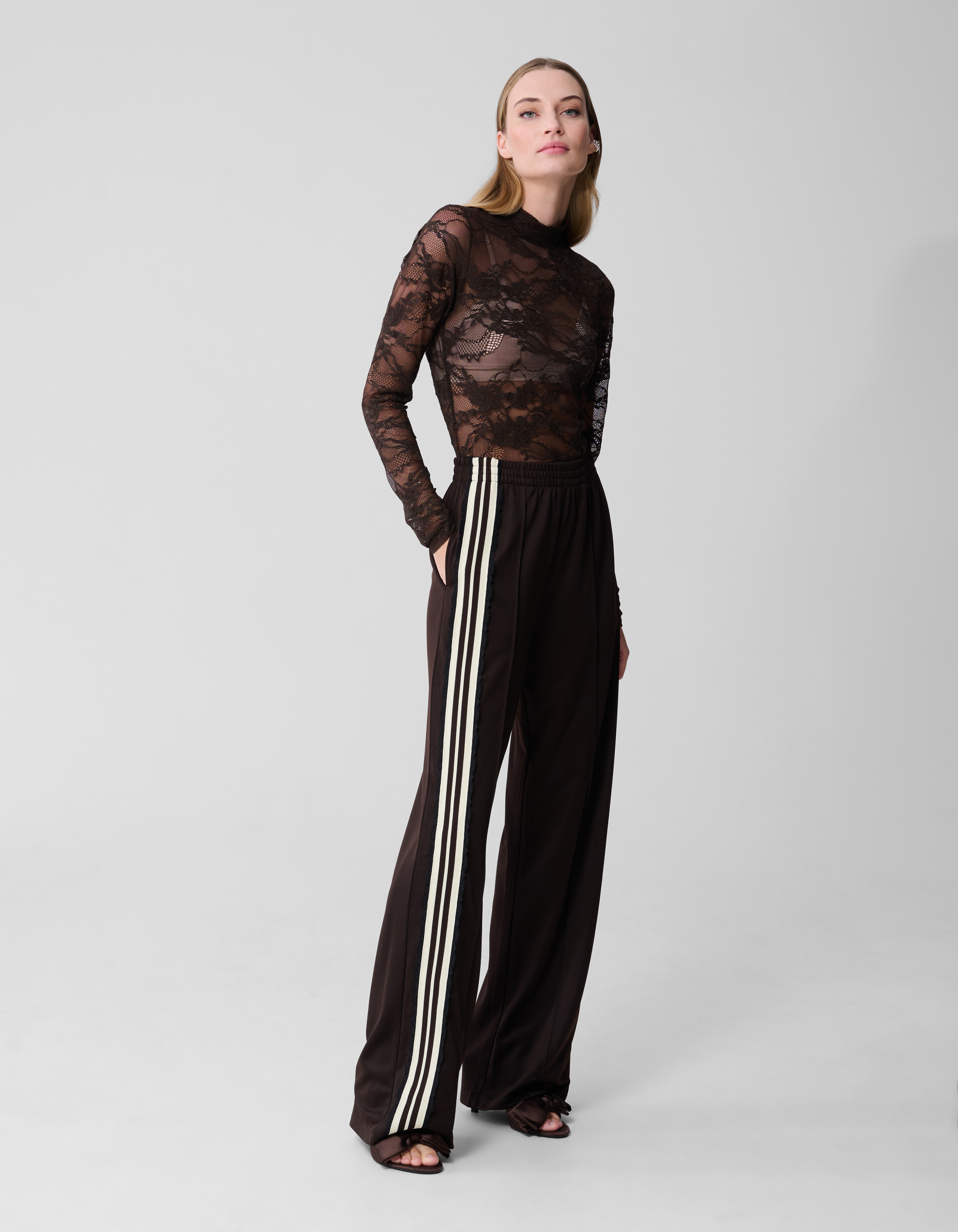 Asymmetrische Tape Weite Beinform Hose Dunkelbraun SHOEBY WOMEN