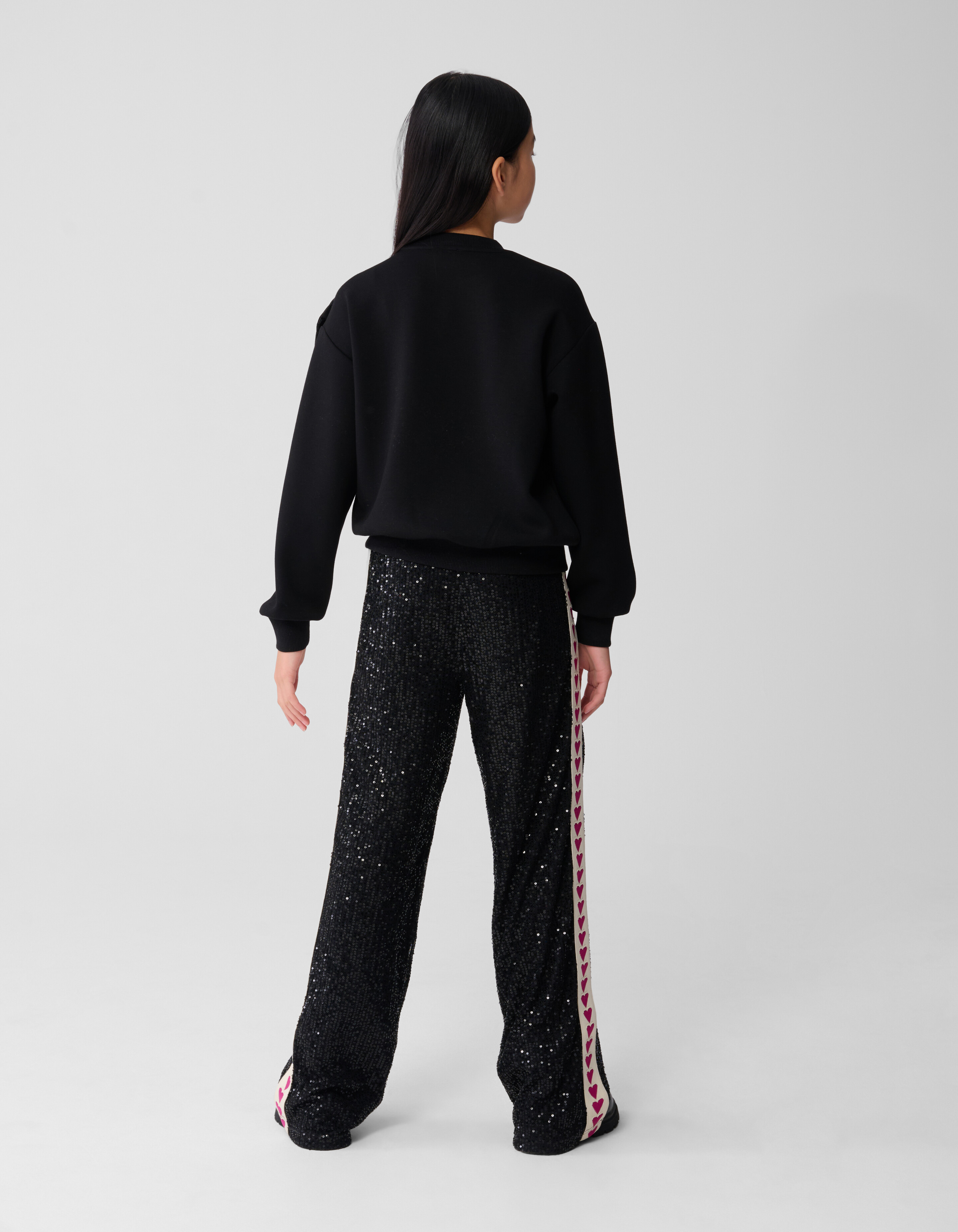 Hose mit weitem Bein und Paillettenband in Schwarz SHOEBY GIRLS