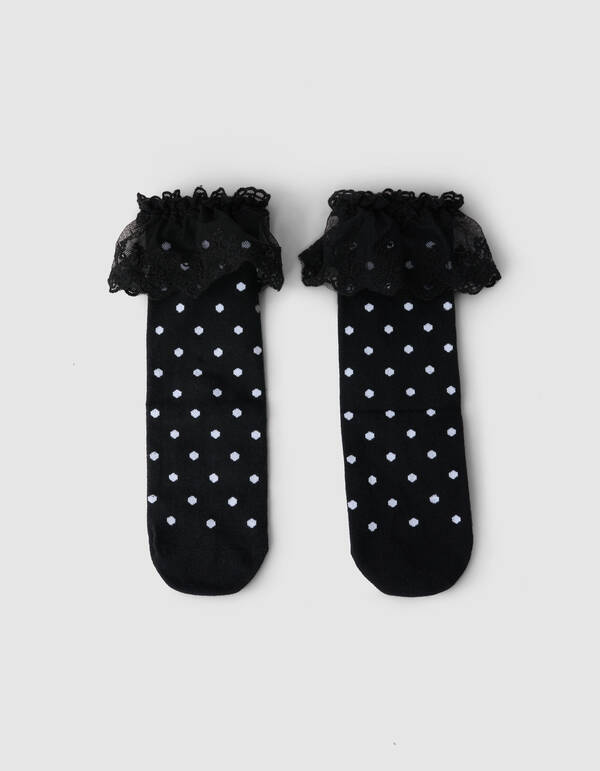 Kanten Polkadot Socken Schwarz SHOEBY ACCESSOIRES