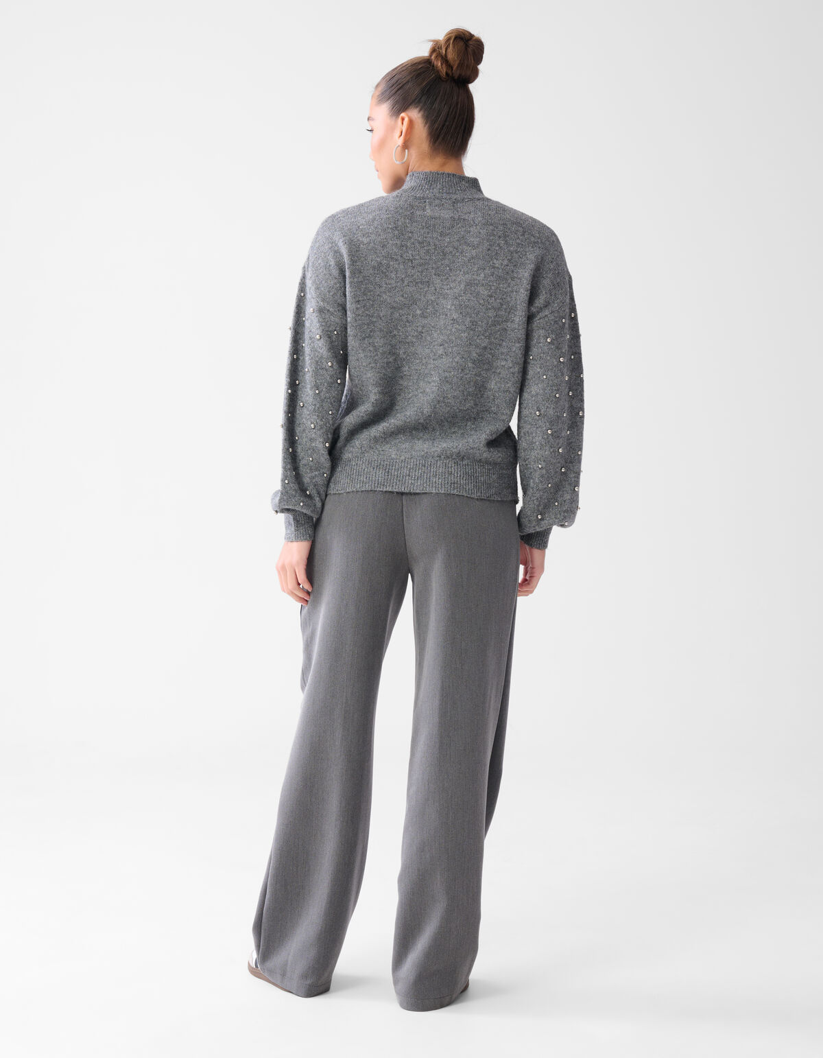 Pullover mit Nietenärmeln Grau SHOEBY WOMEN