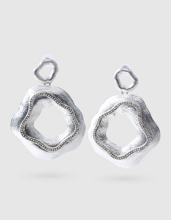 Wellenförmige Strass Ohrringe Silber SHOEBY ACCESSOIRES