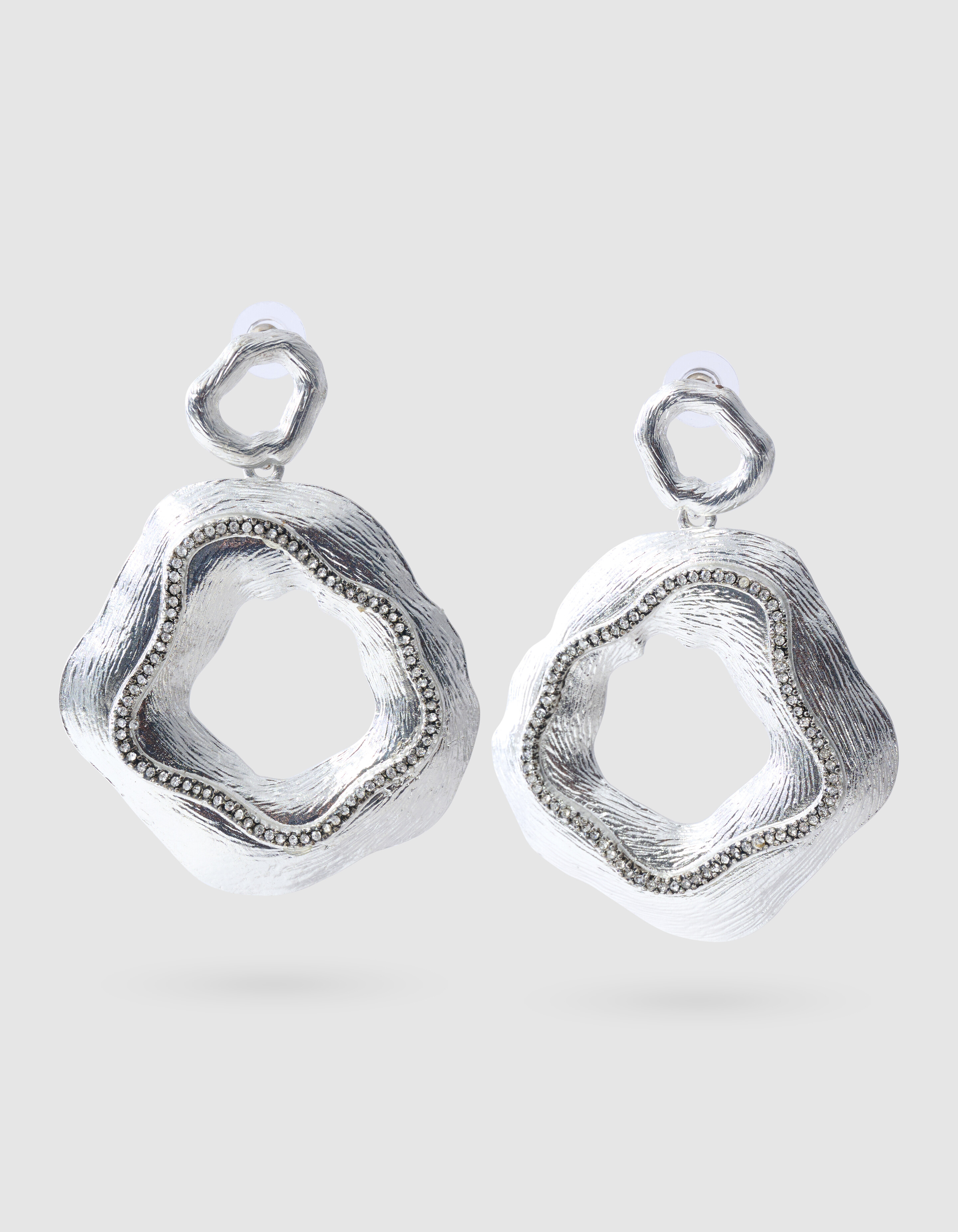 Wellenförmige Strass Ohrringe Silber SHOEBY ACCESSOIRES