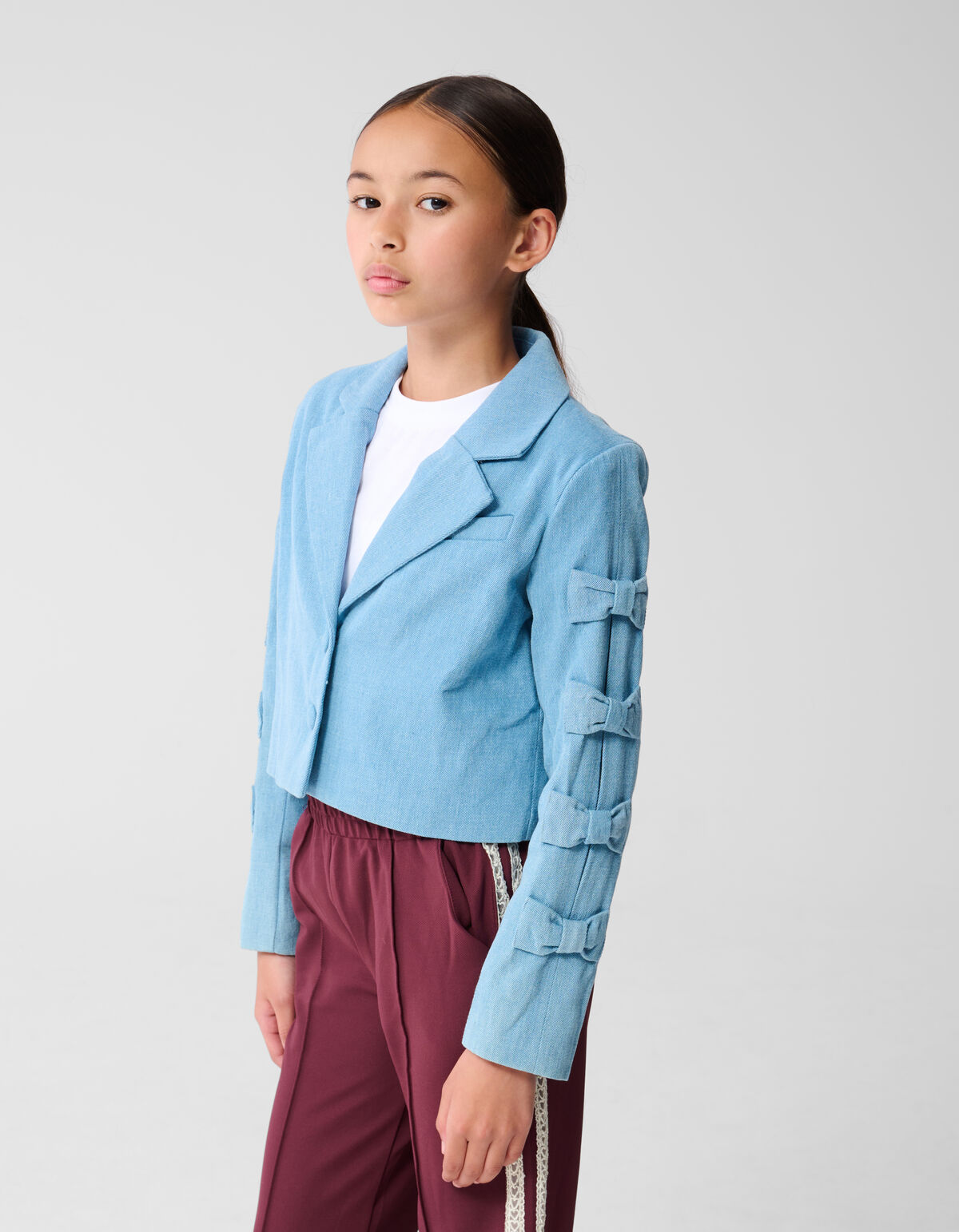 Gekürzter Blazer mit Schleife Blau SHOEBY GIRLS