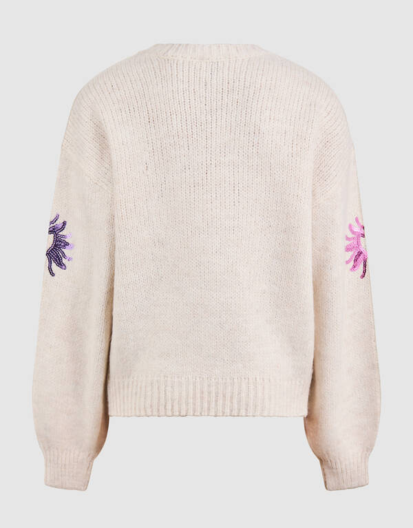 Pailletten Strickpullover Gebrochen Weiß SHOEBY GIRLS