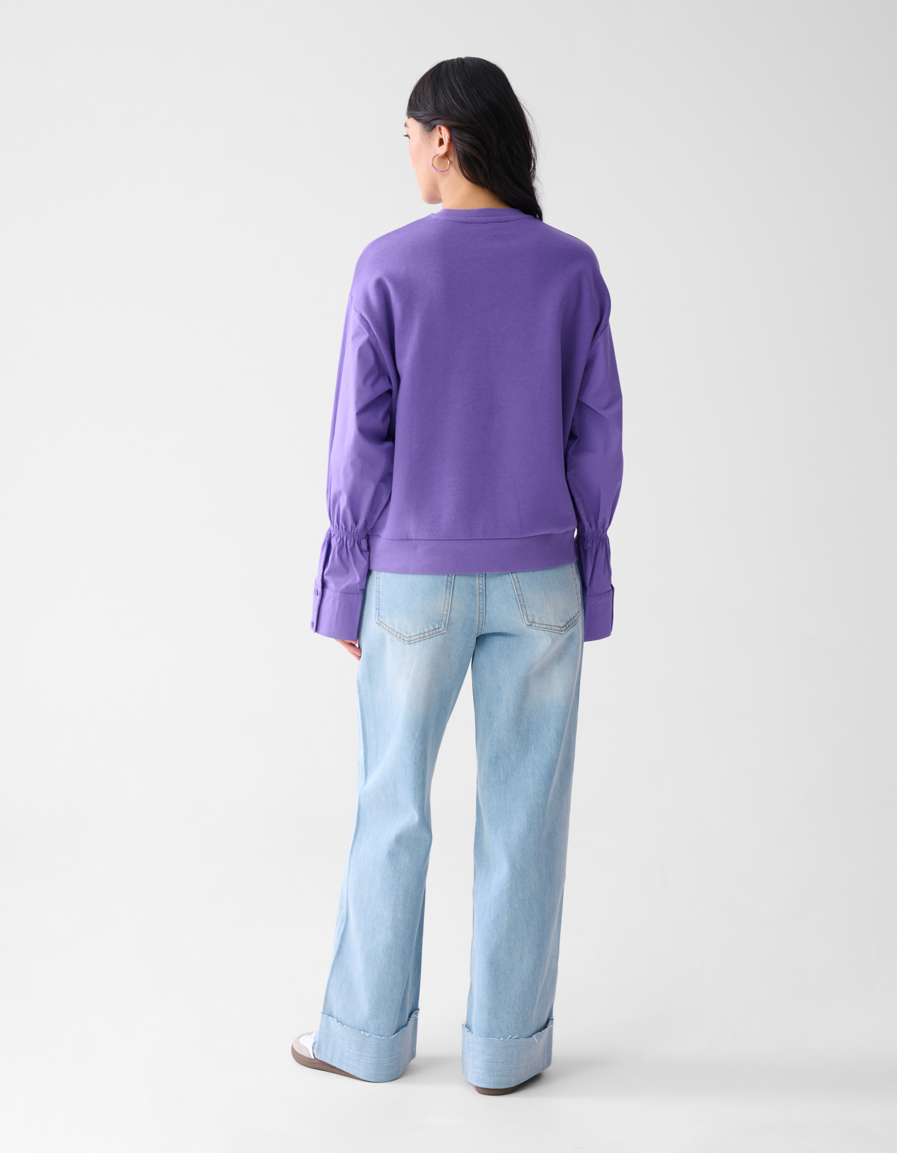 Pullover mit Popeline-Ärmeln Lila SHOEBY WOMEN