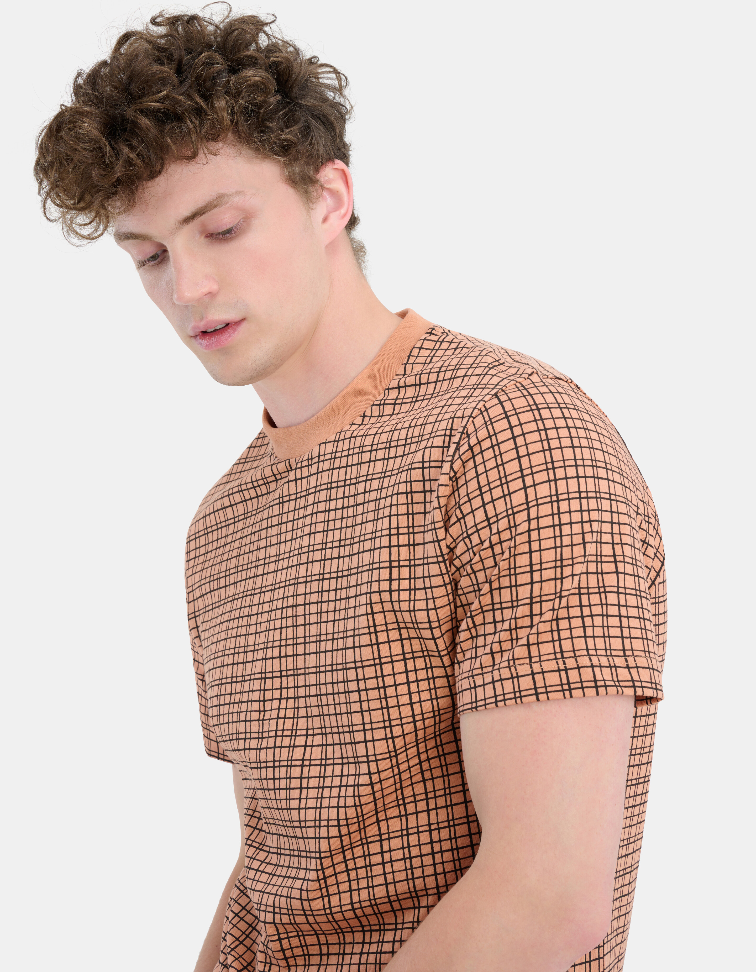 T-Shirt mit Karodruck Orange REFILL