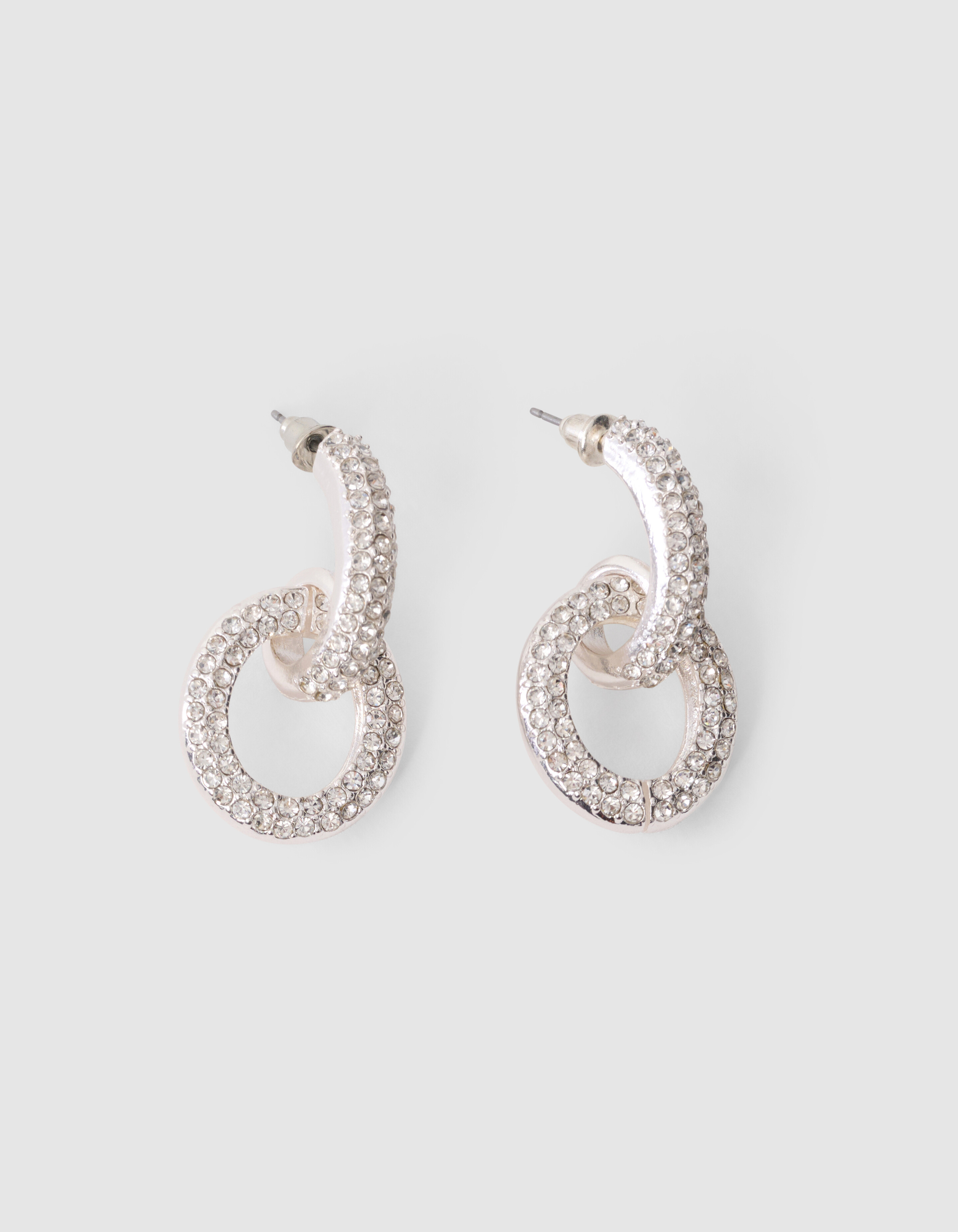 Ovale Ohrringe mit Strasssteinen in Silber SHOEBY ACCESSOIRES