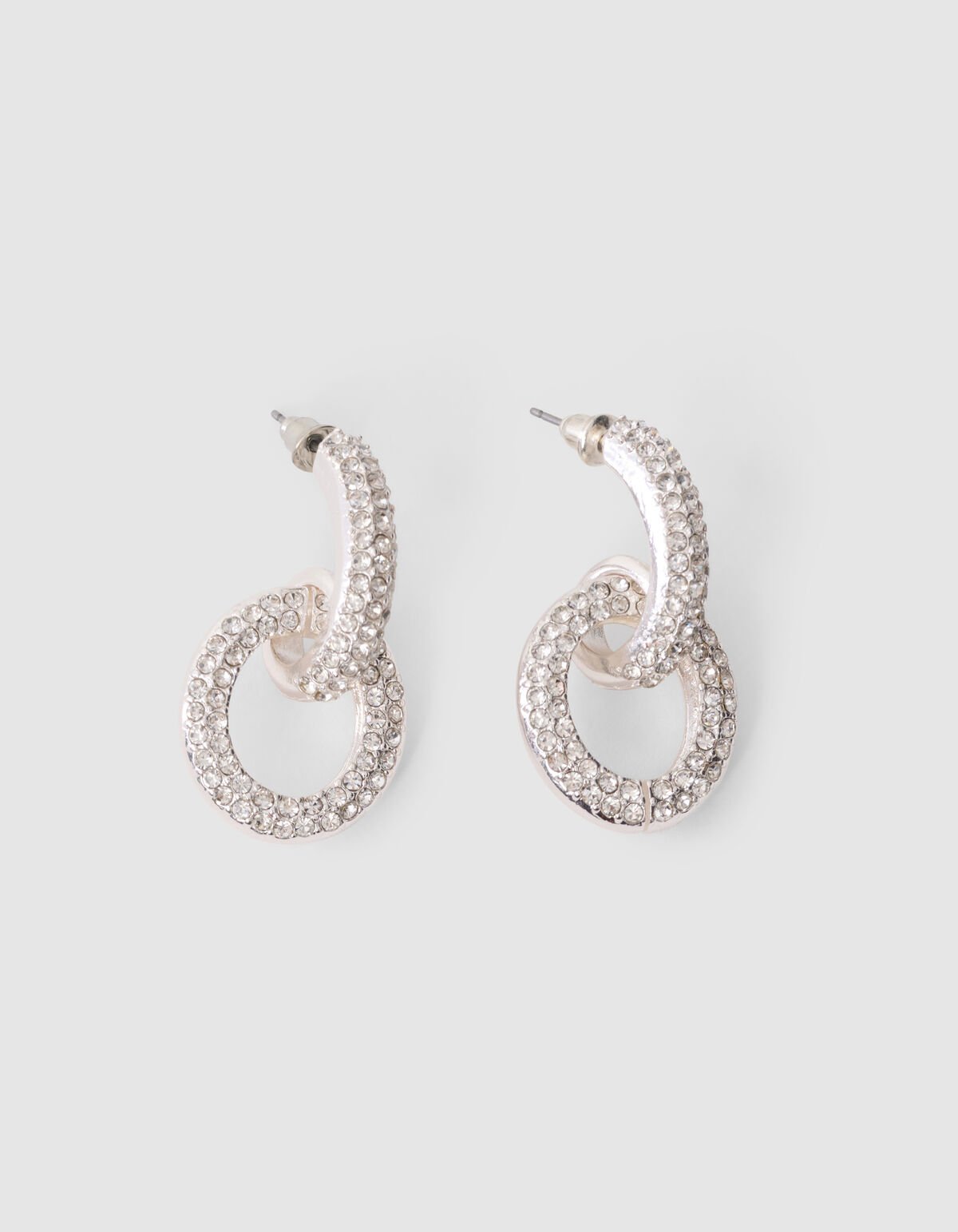 Ovale Ohrringe mit Strasssteinen in Silber SHOEBY ACCESSOIRES
