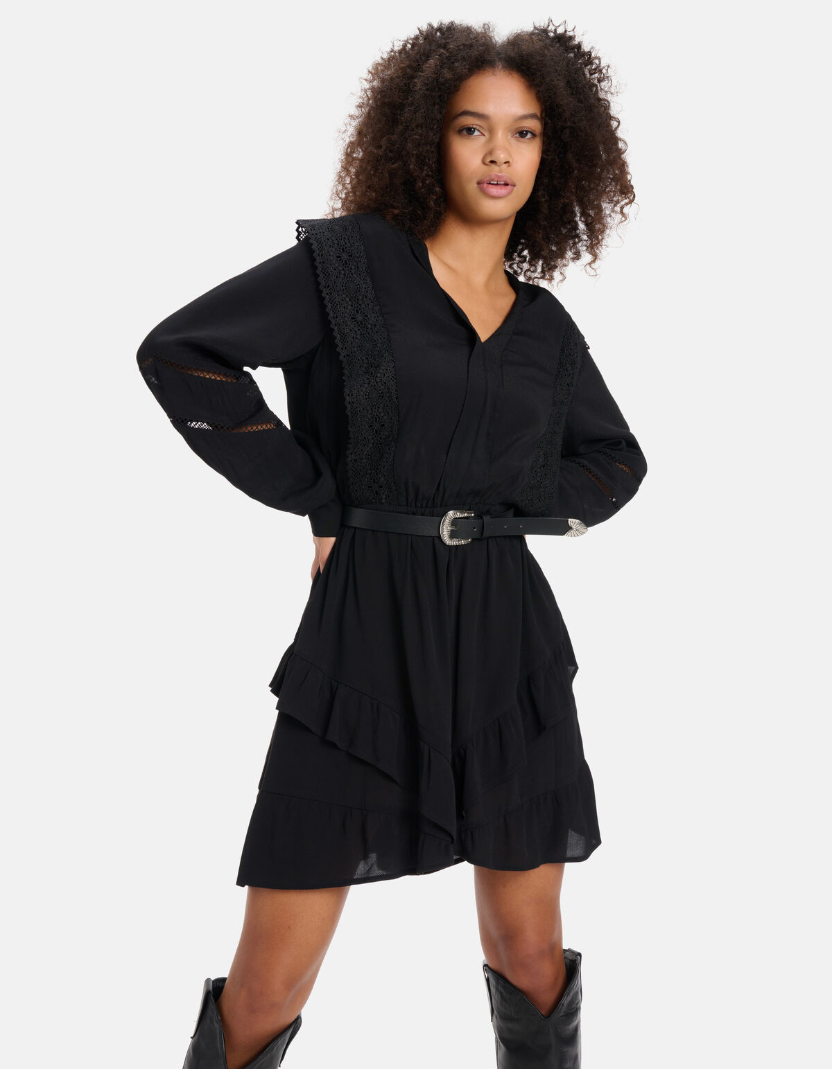 Spitzen-Bandkleid Schwarz SHOEBY WOMEN