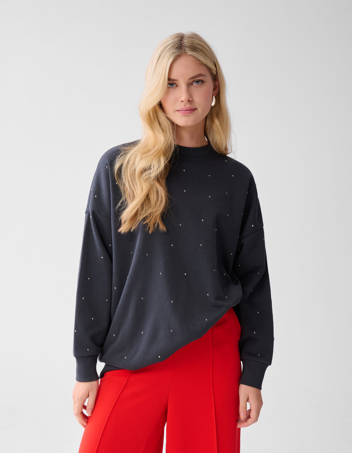 Allover-Strass-Pullover Dunkelgrau SHOEBY WOMEN