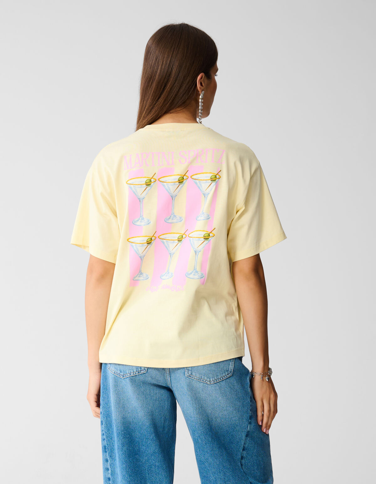 Cocktail Kunst T-Shirt Lichtgelb SHOEBY WOMEN