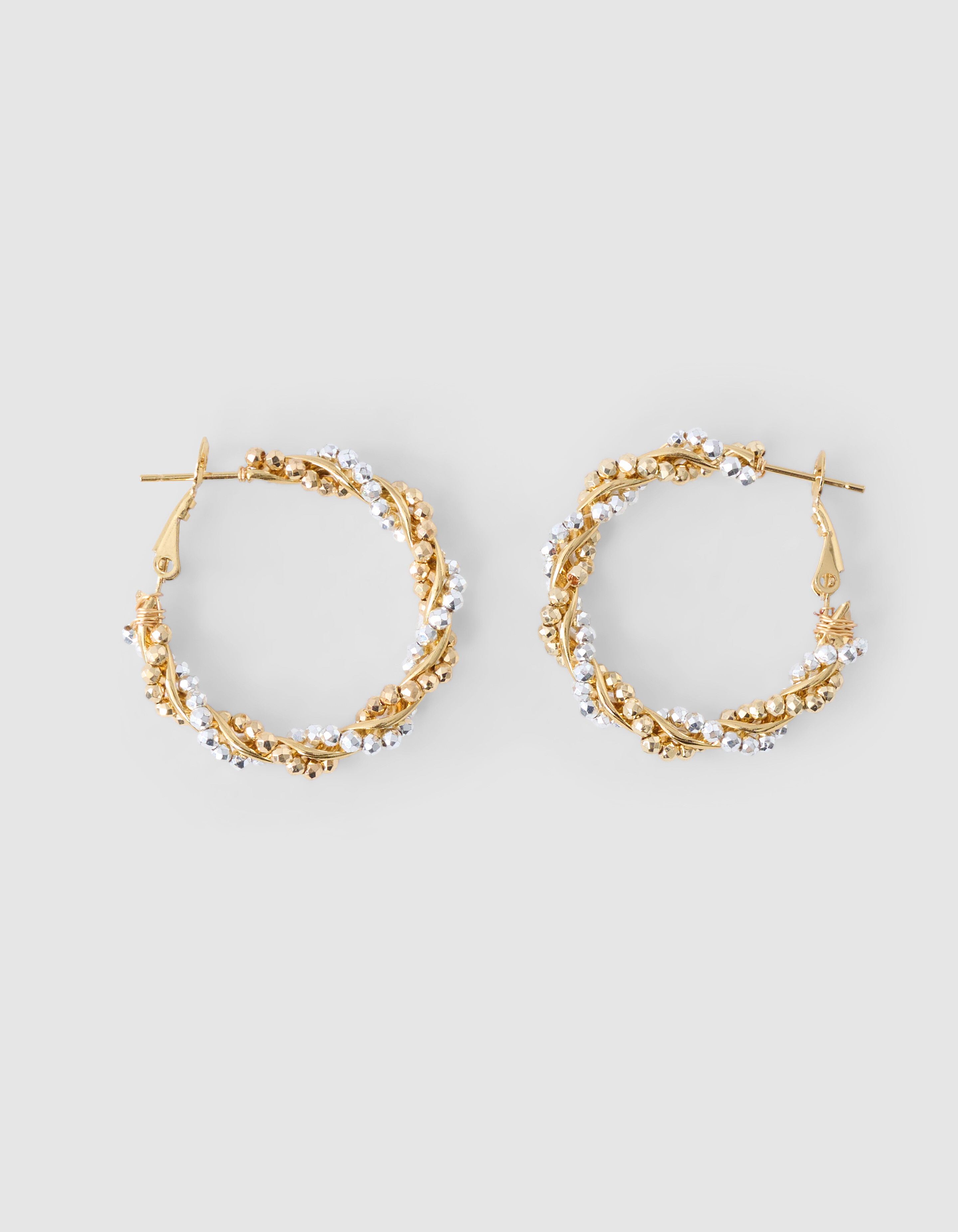 Gedrehte Perlenreifen-Ohrringe Gold SHOEBY ACCESSOIRES
