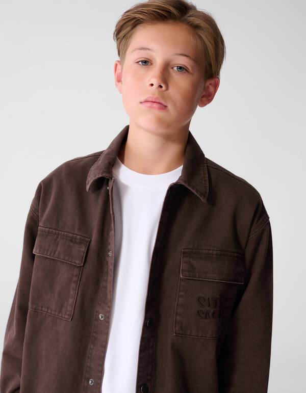 Oversized-Denim-Overshirt Dunkelbraun SHOEBY BOYS